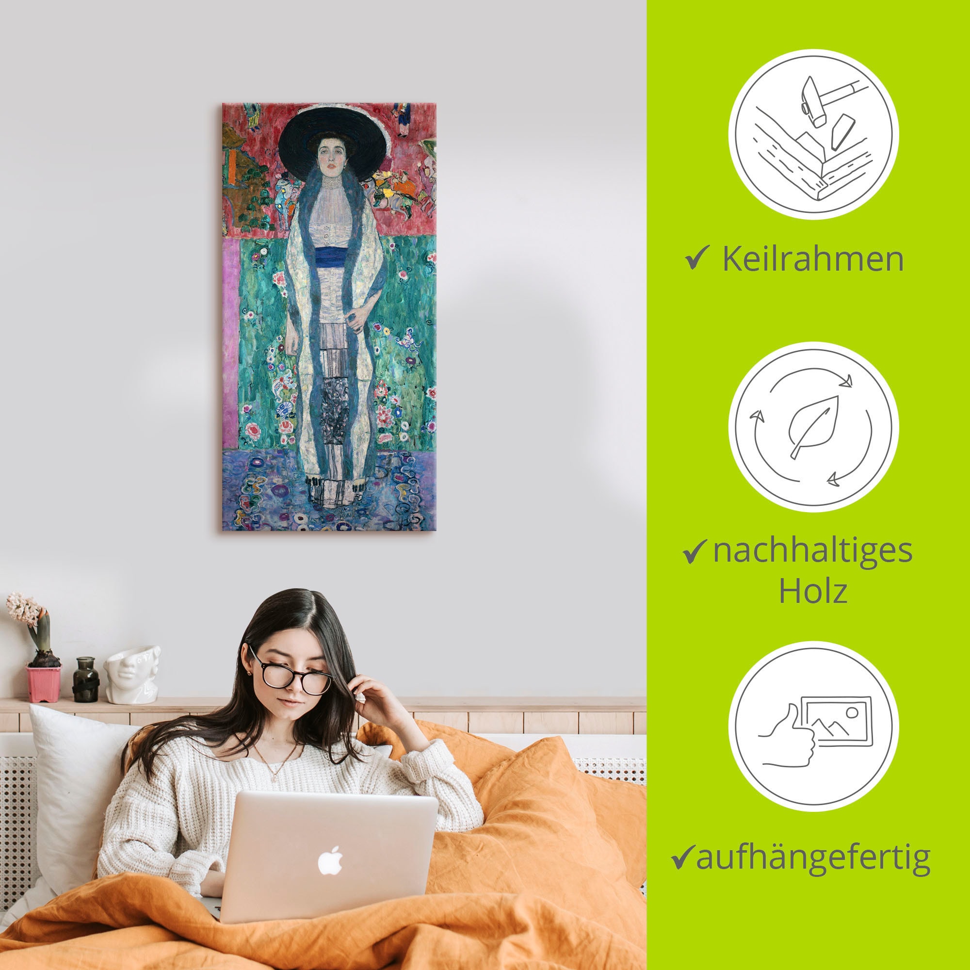 Artland Leinwandbild »Bildnis Adele Bloch-Bauer II. 1912« Frau 1 Stk. tlg. auf Keilrahmen gespannt