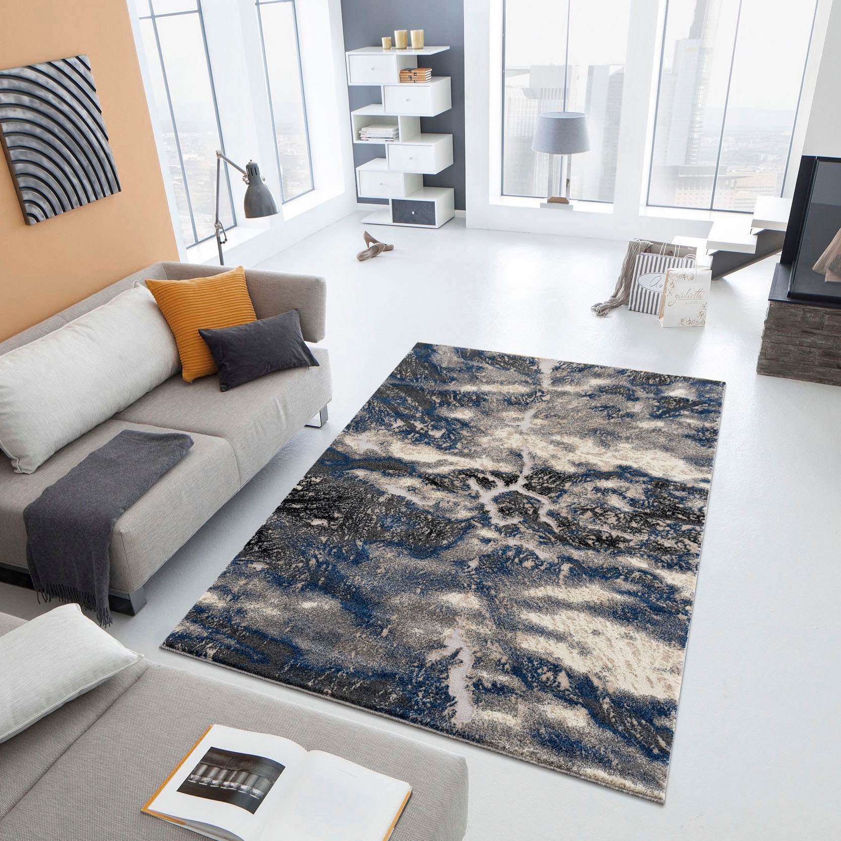 my home Teppich »Dario«, rechteckig, angenehme Haptik, modernes Marmor- Design, Wende - Teppich, weich online bei OTTO | Kurzflor-Teppiche