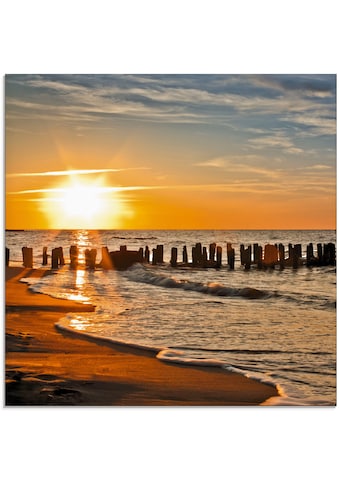 Glasbild »Schöner Sonnenuntergang am Strand«, Strand, (1 St.)