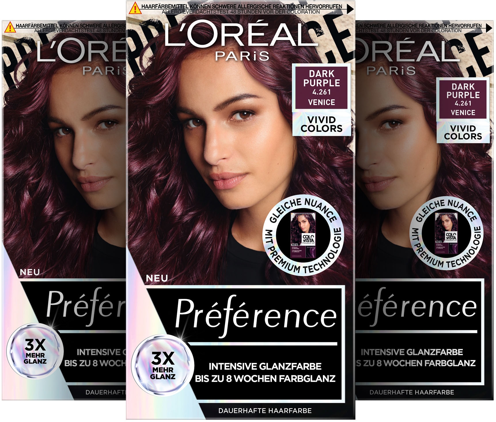 Coloration »Préférence Vivid Colors«, (Packung, 3 tlg.), mit pflegender Formel