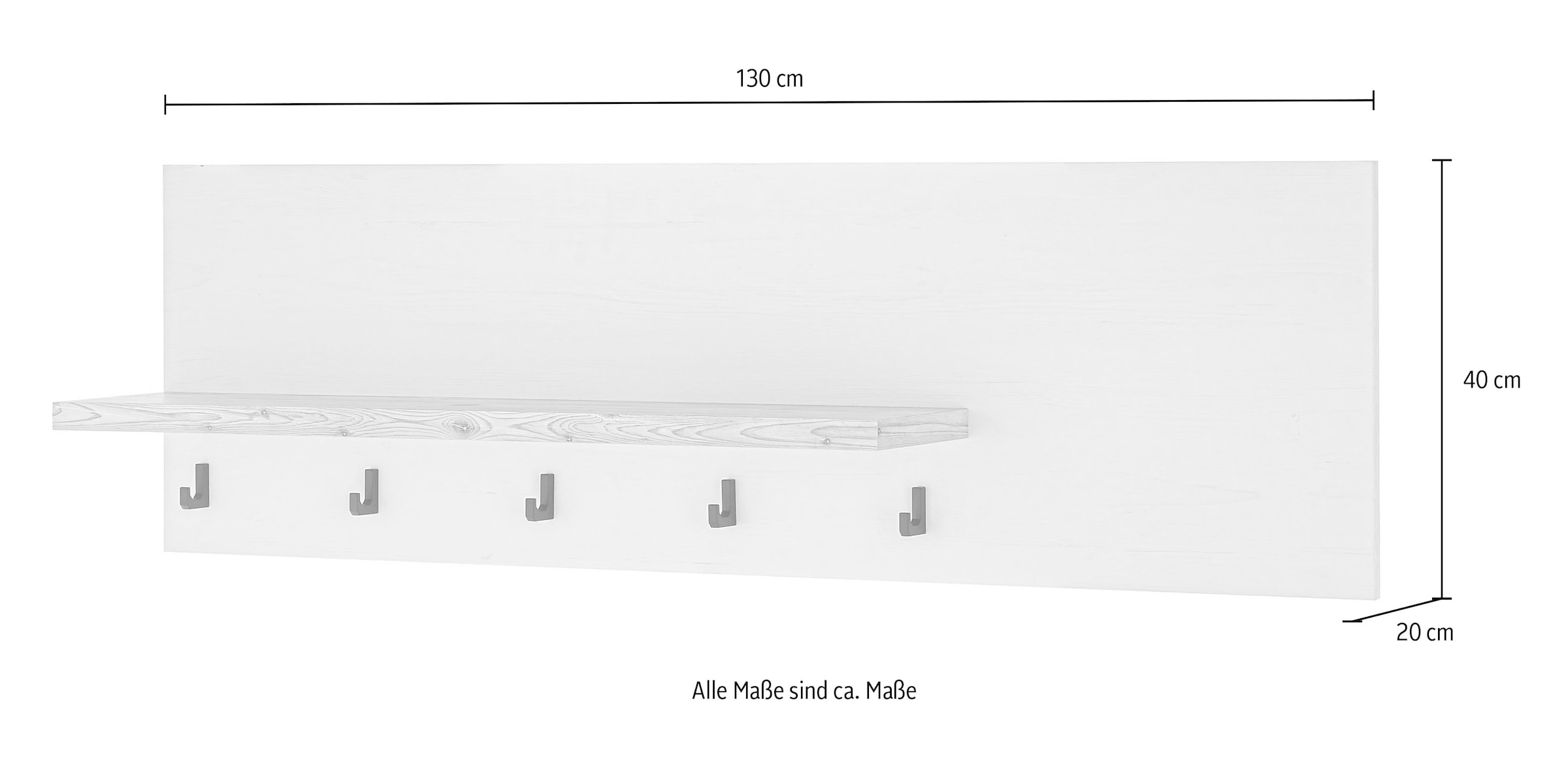 Home affaire Küchenregal »Florenz, Wandboard in Pinie Weiß, Hängeregal, Wandregal«, im Landhausstil, Breite 130 cm, 28 mm starker Ablageboden