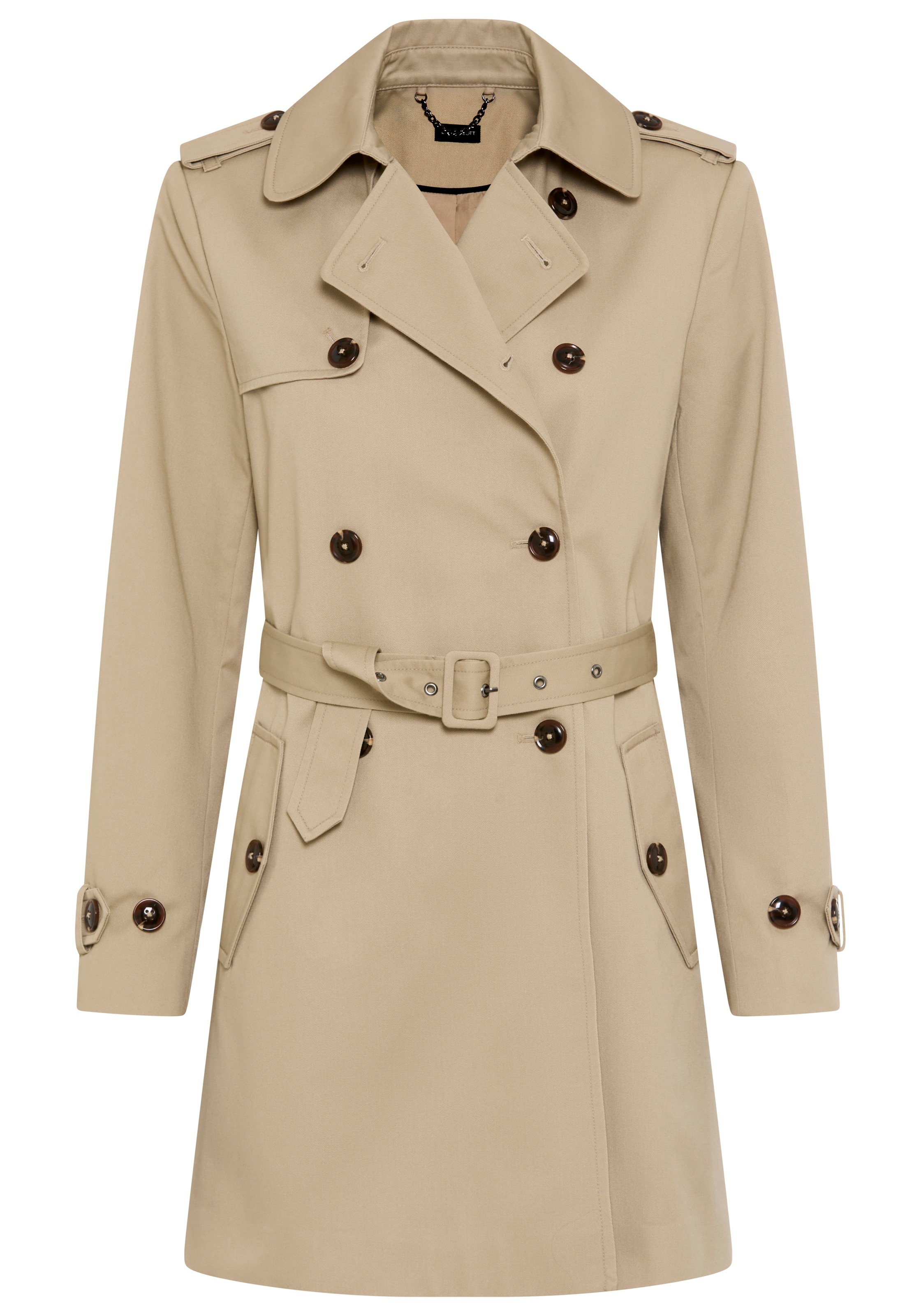 Laura Scott Trenchcoat aus Baumwolle und Polyester, unifarben mit Piping-Applikationen