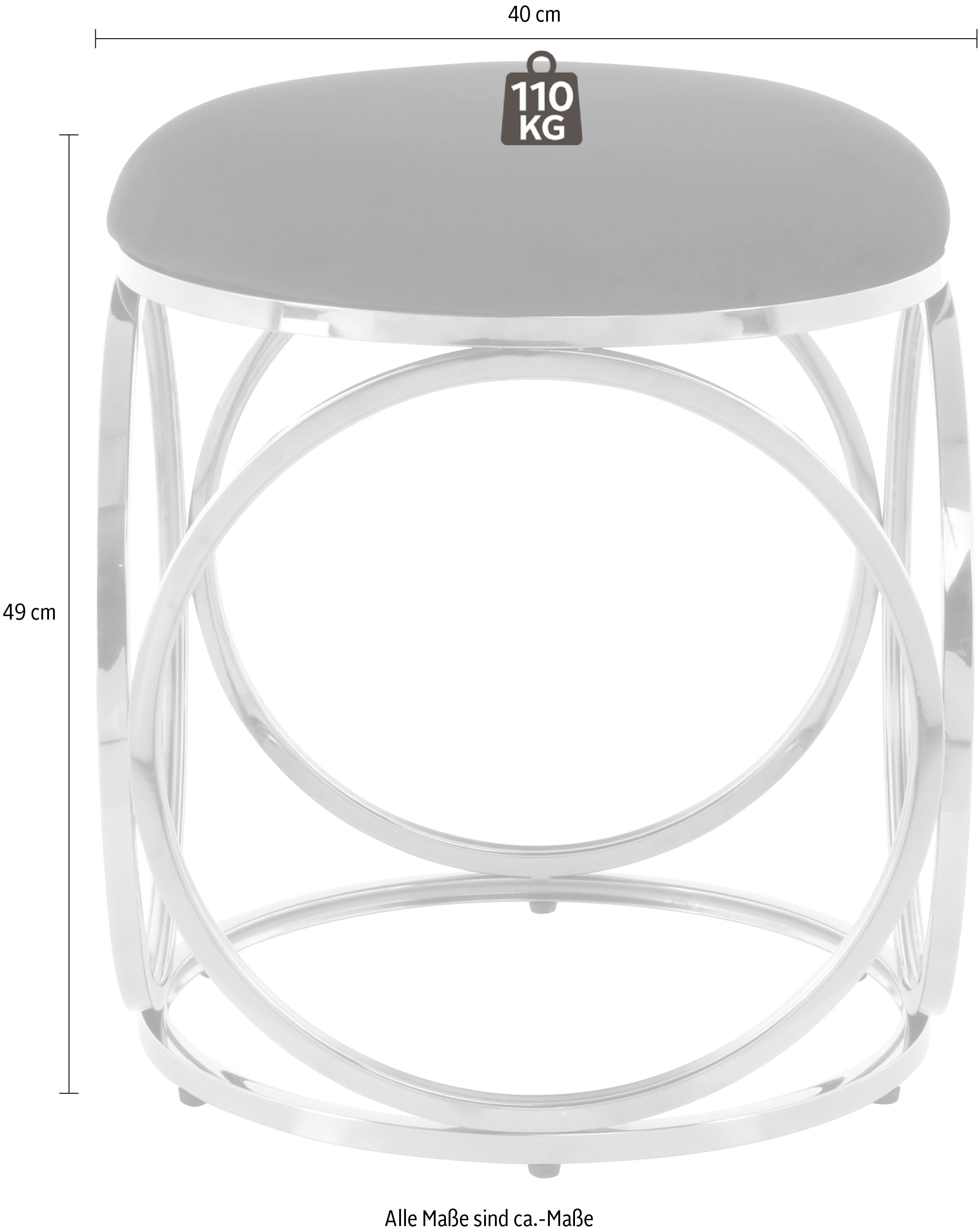 Kayoom Sitzhocker »Hocker Whitney 325,Hocker mit offenem Design, Gestell aus Metall«, (1 St.), glamourös, hochwertig, pflegeleicht, rundes Sitzkissen