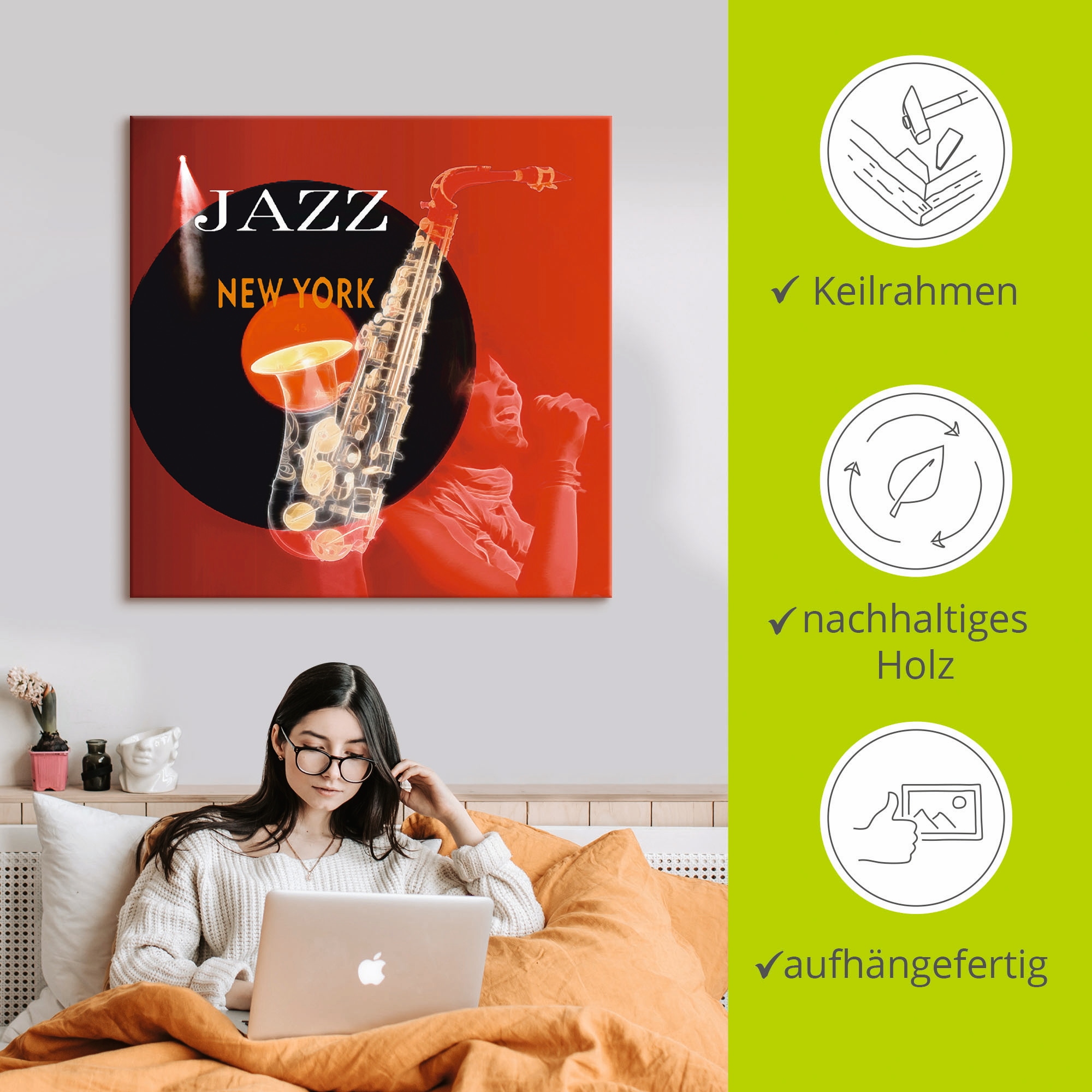 Artland Wandbild »Musik abstrakte Collage«, Instrumente, (1 St.), als Leinwandbild, Poster in verschied. Größen