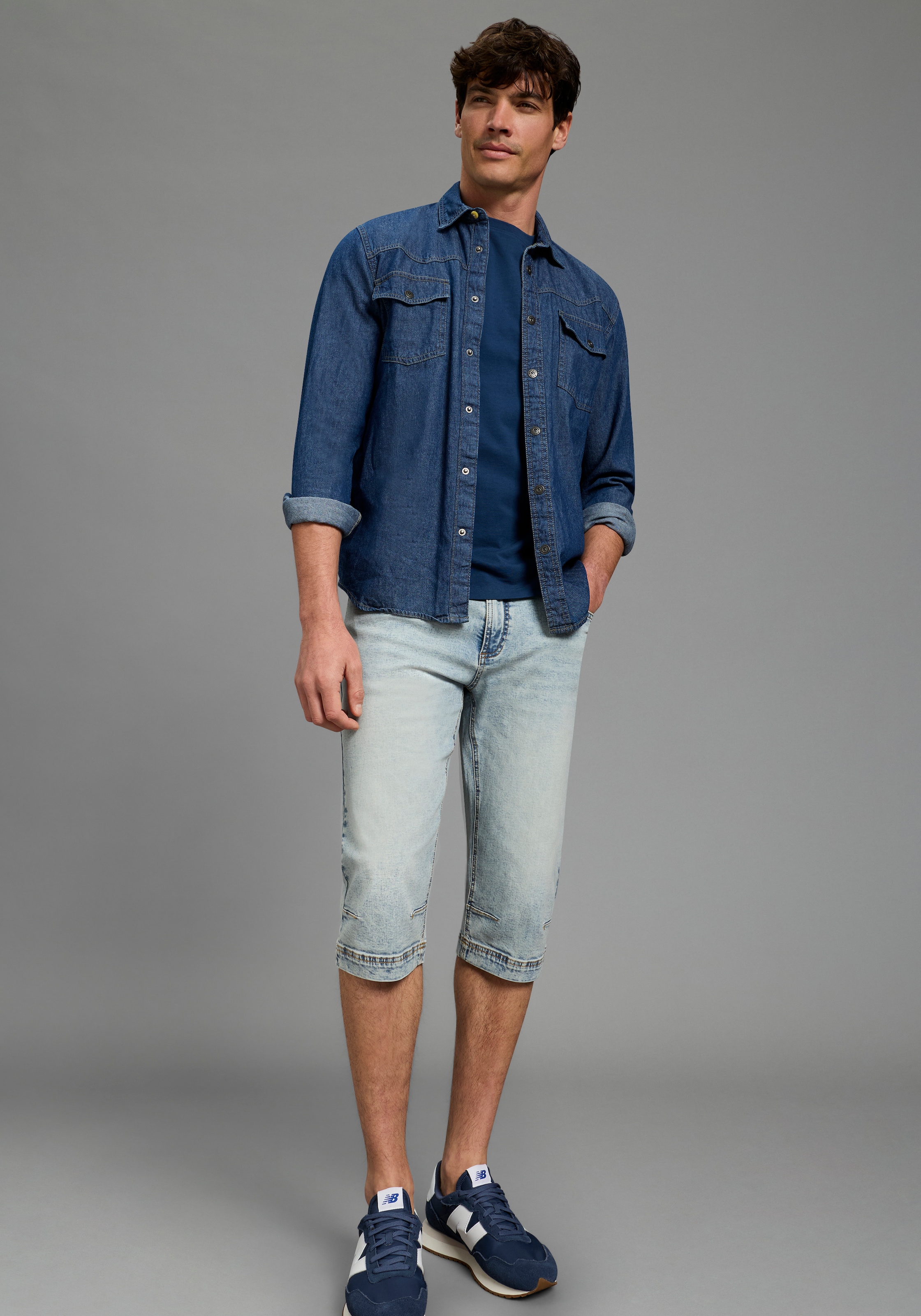 Bruno Banani Jeansbermudas »Hutch-Bermuda« Straight-Fit, normale Leibhöhe, aus elastischem Denim-Material