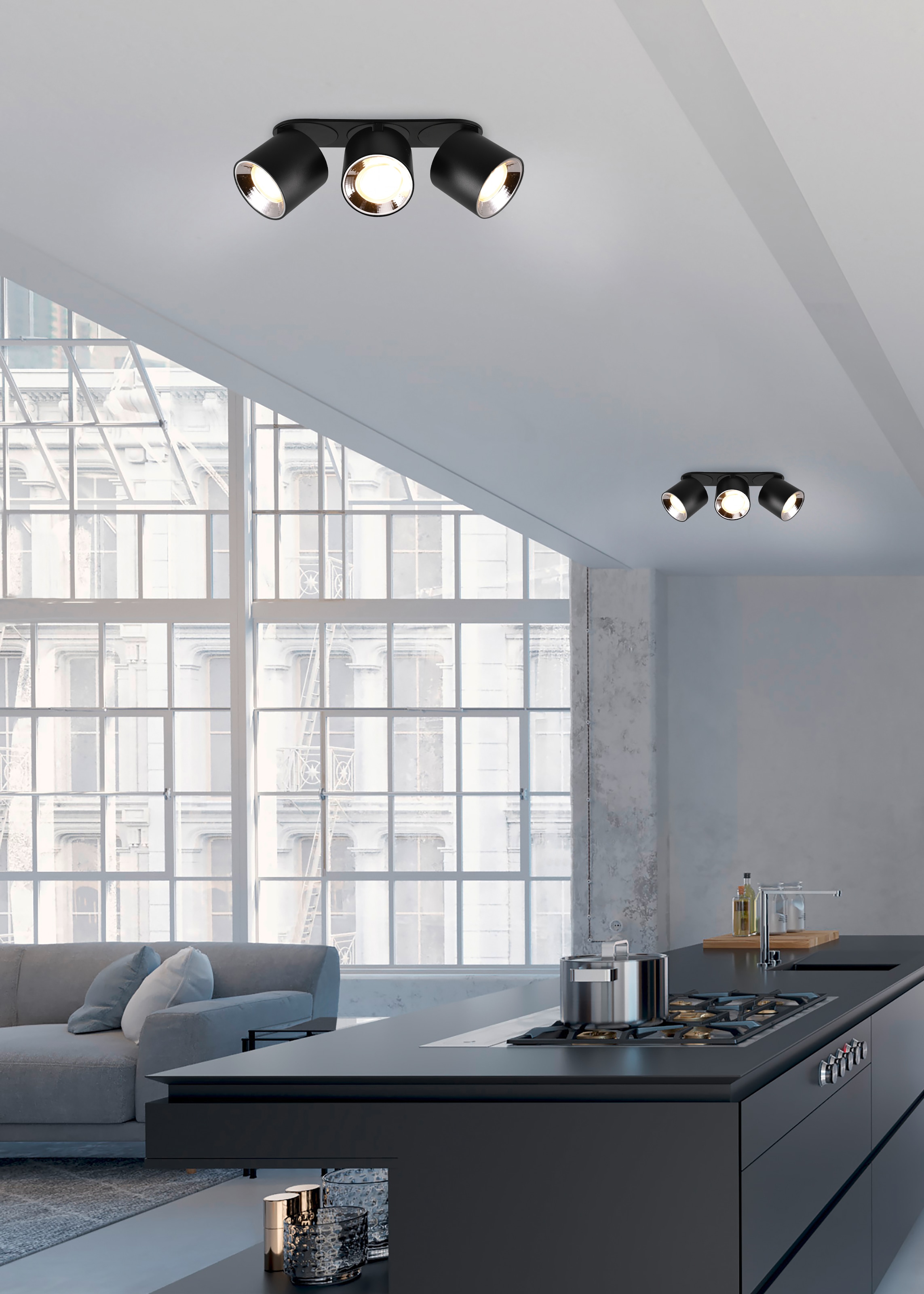 TRIO Leuchten Deckenleuchte »GUAYANA, Deckenspot 3-flammig exkl 3x GU10 max 10W Spot verstellbar«, 3 flammig, Leuchtmittel GU10 | Leuchtmittel wechselbar, als Aufbauspot oder Einbauspot nutzbar Spot schwenkbar und drehbar