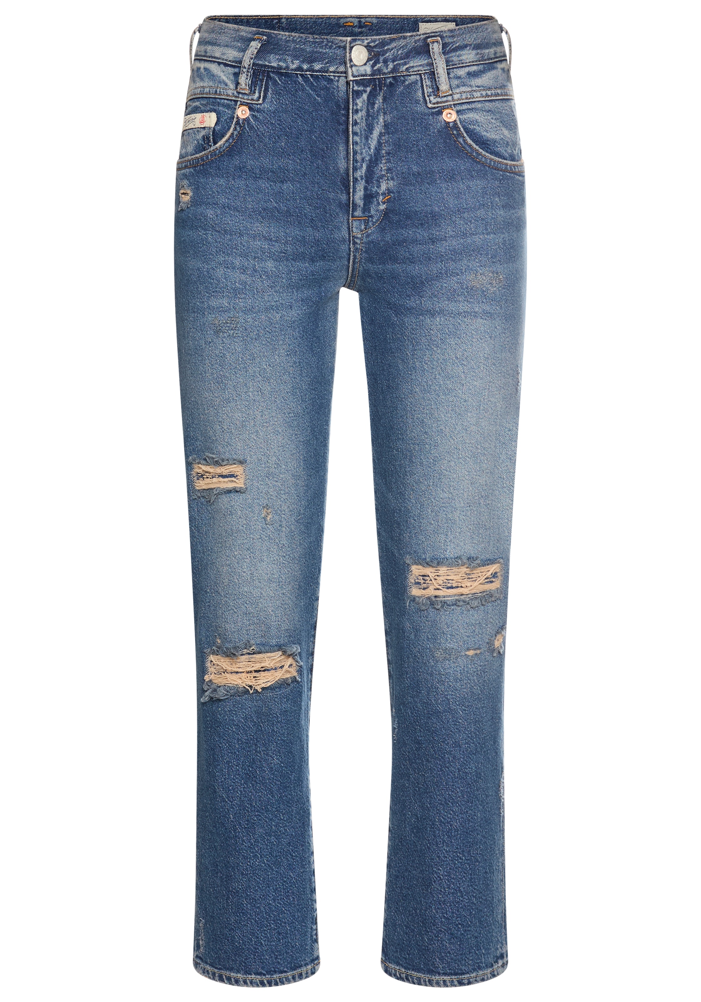 Herrlicher 5-Pocket-Jeans »Breezy Cropped Denim« Straight Fit mit Destroyed-Effekten