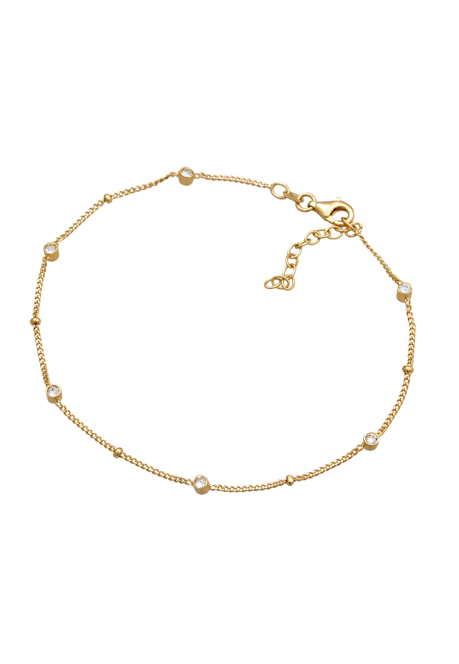 Elli Fußkette »Fußschmuck Fußkettchen Glas Kristalle Weiß 925 Sterling Silber«