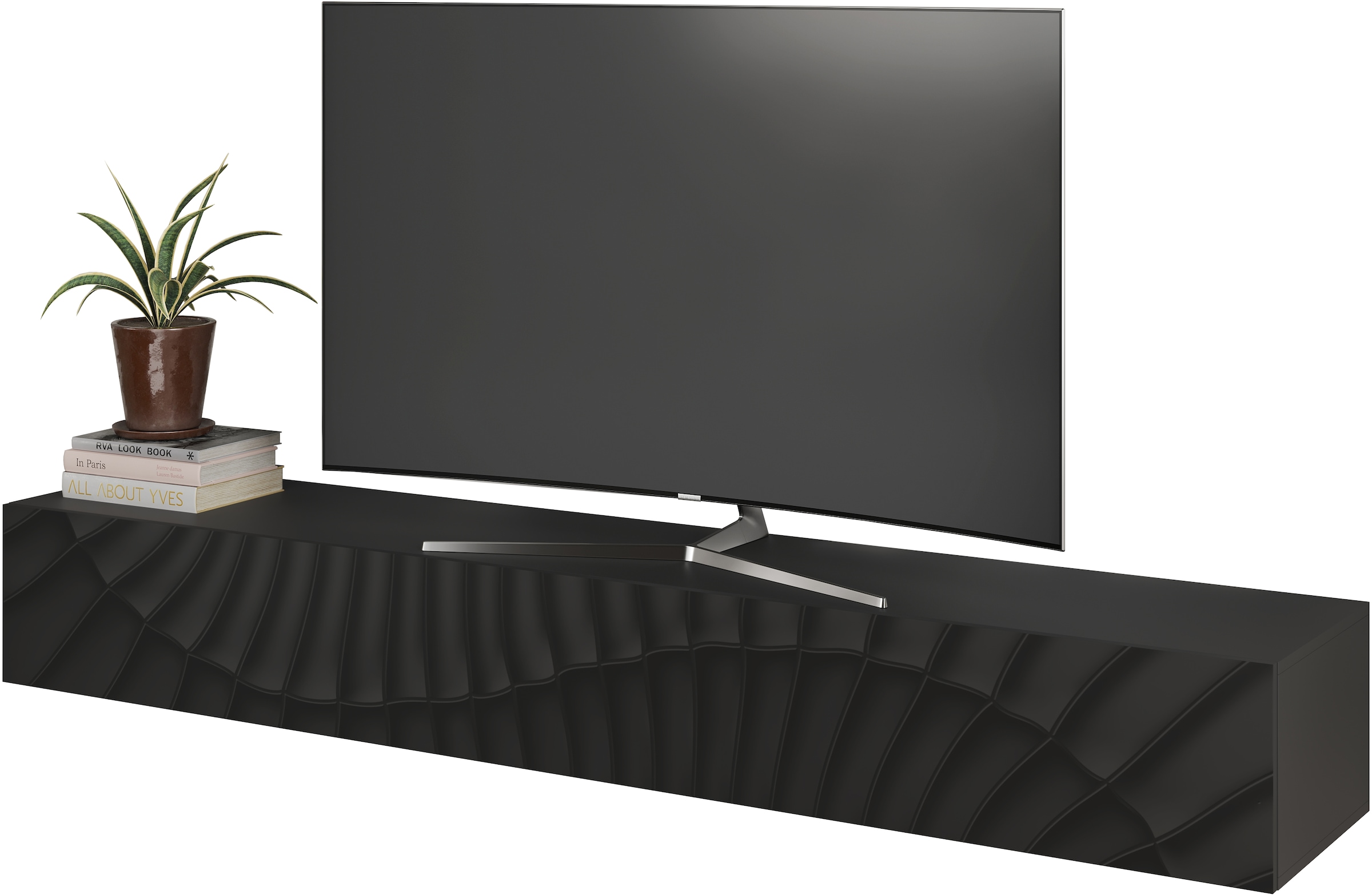 INOSIGN Lowboard »Snake Breite 210 cm, modernes TV-Board hängend mit 1 Klappe,«, TV-Möbel, TV-Schrank, Front mit Siebdruck