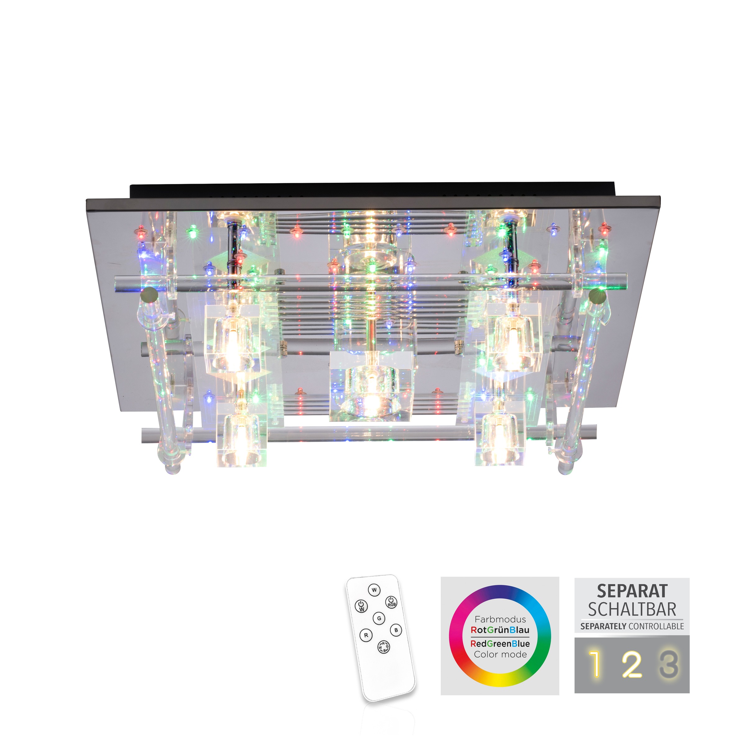 Leuchten Direkt Deckenleuchte Infrarot »KEMAL2.0«, bei OTTO FB über kaufen RGB, Fernbedienung, separat 68 steuerbar flammig-flammig, LED, inkl