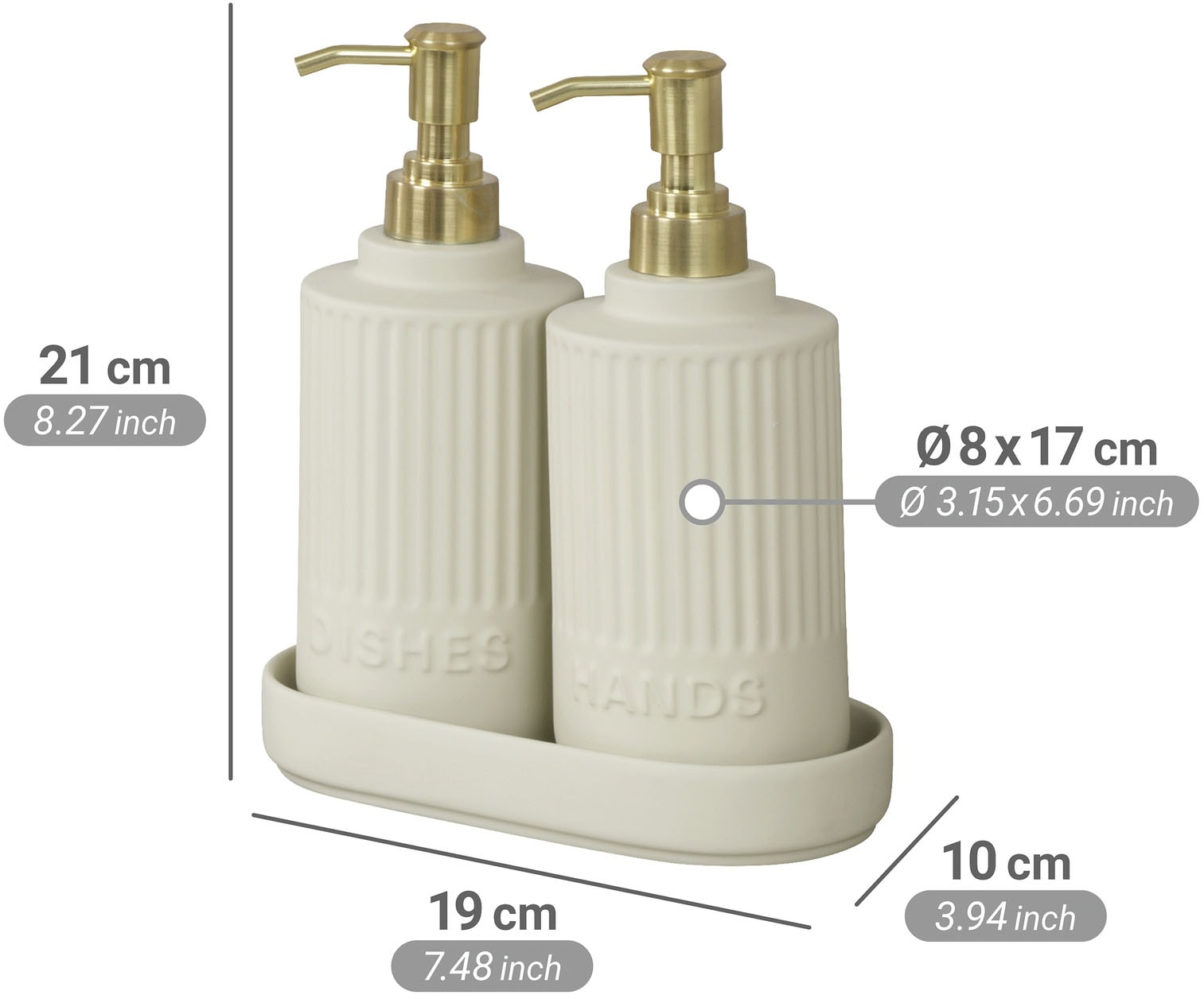 WENKO Seifenspender »Modell Heidi« mit Tablett, Soft-Touch-Oberfläche