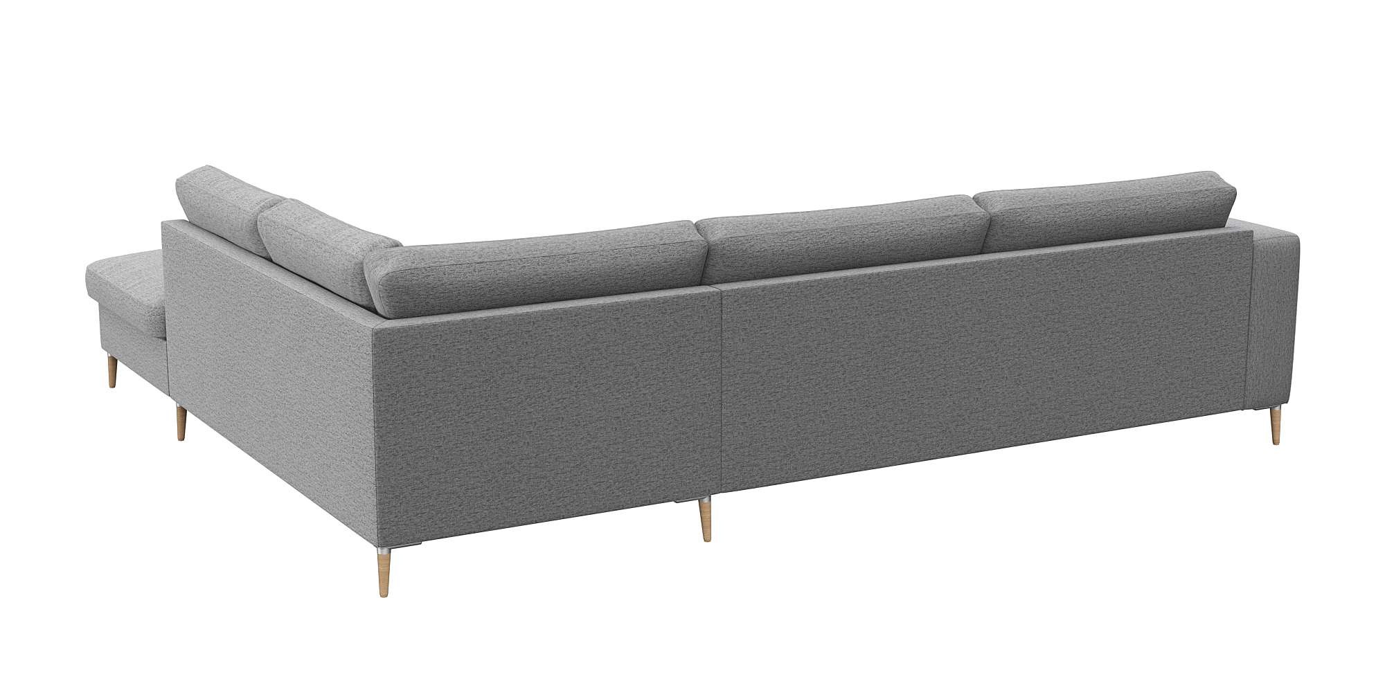 FLEXLUX Ecksofa »Fiore, Sitzaufbau mit hochwertigem Kaltschaum für mehr Sitzkomfort«, breite Armlehnen, L-Form, Füße Alu/Eiche