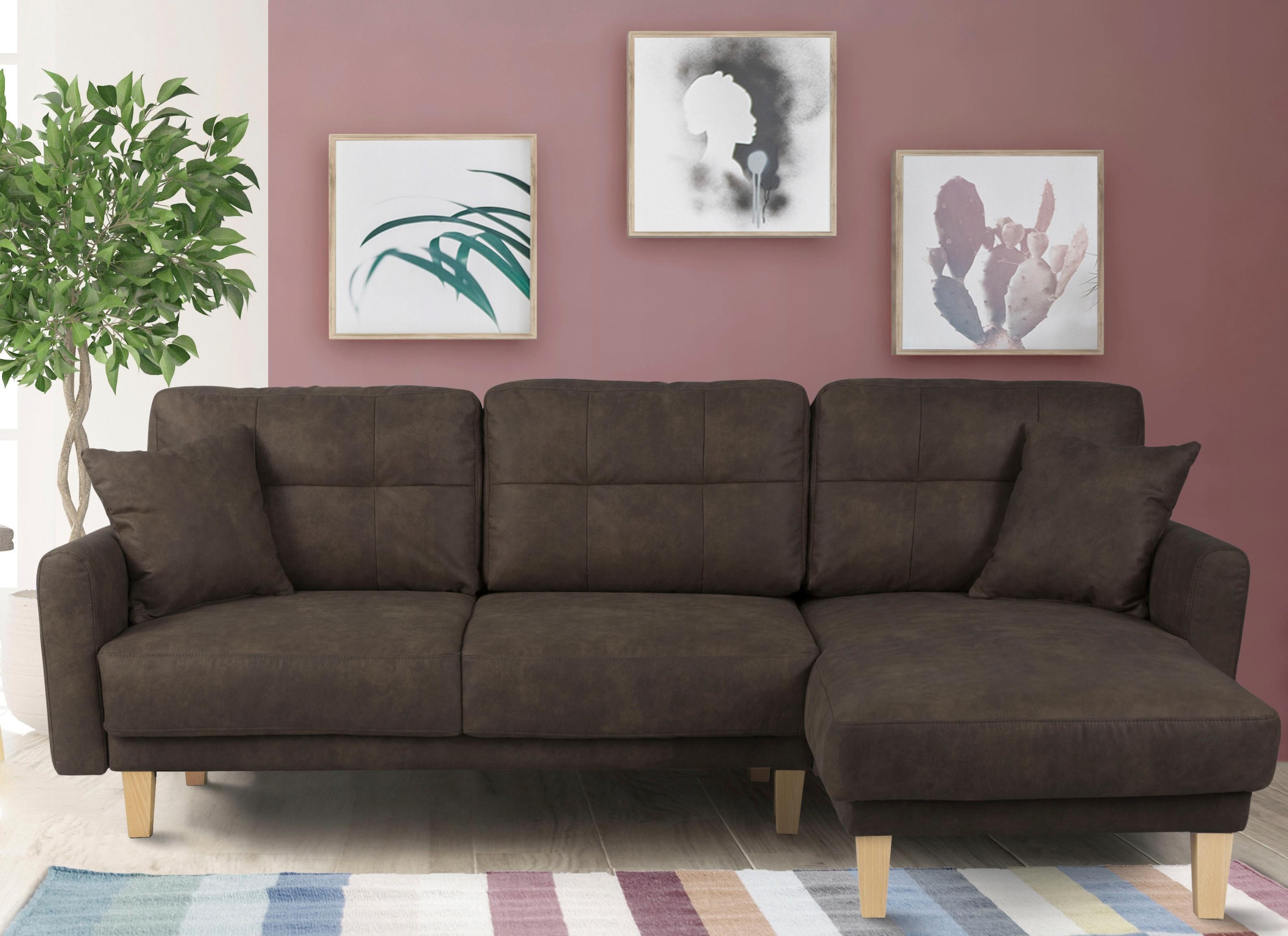 Home affaire Ecksofa »TRIPLO optionale Schlafsofa mit Bettkasten, Maße B/T/H: 234/164/89 cm« L-Form wahlweise mit Bettfunktion - Liegefläche 132x210 cm
