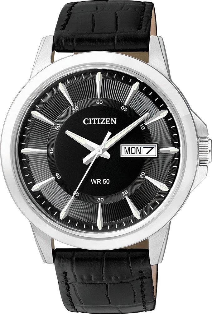 Citizen Quarzuhr, Armbanduhr, Herrenuhr, Damenuhr, Lederarmband, Datum