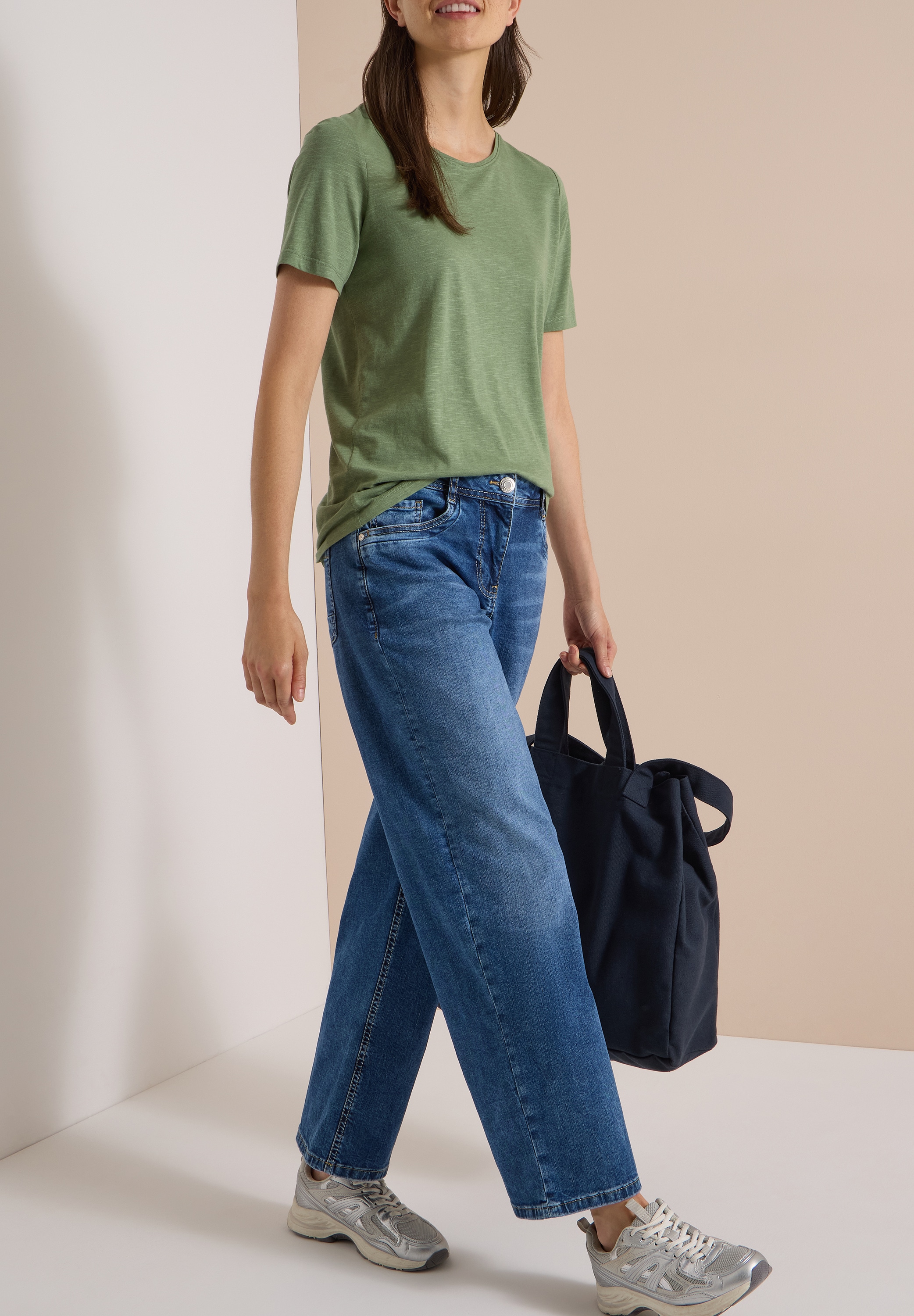 Cecil Weite Jeans »Style Neele« mit Turn-Up im Leo-Look
