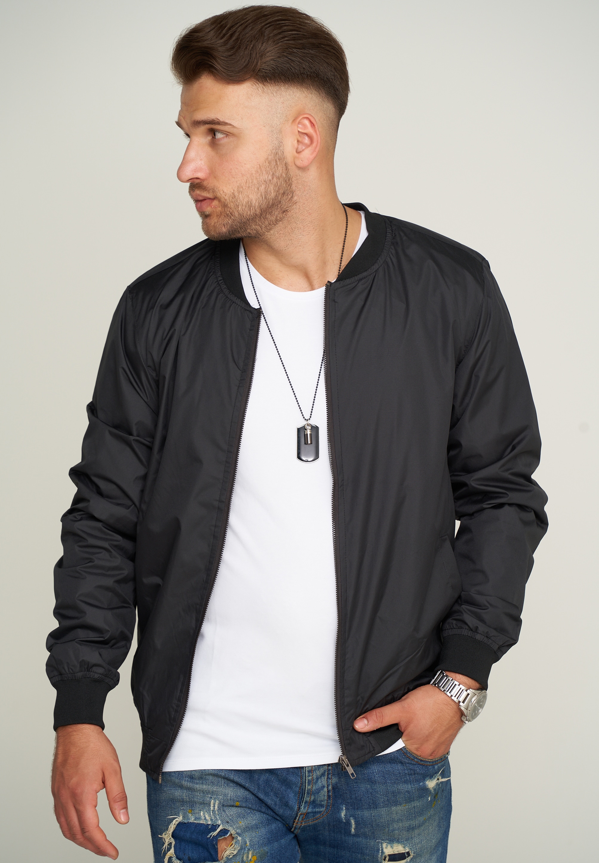 SOULSTAR Blouson »mit Baseball-Kragen leichte Sommerjacke« Herren Blousonjacke leichte Bomberjacke Übergangsjacke