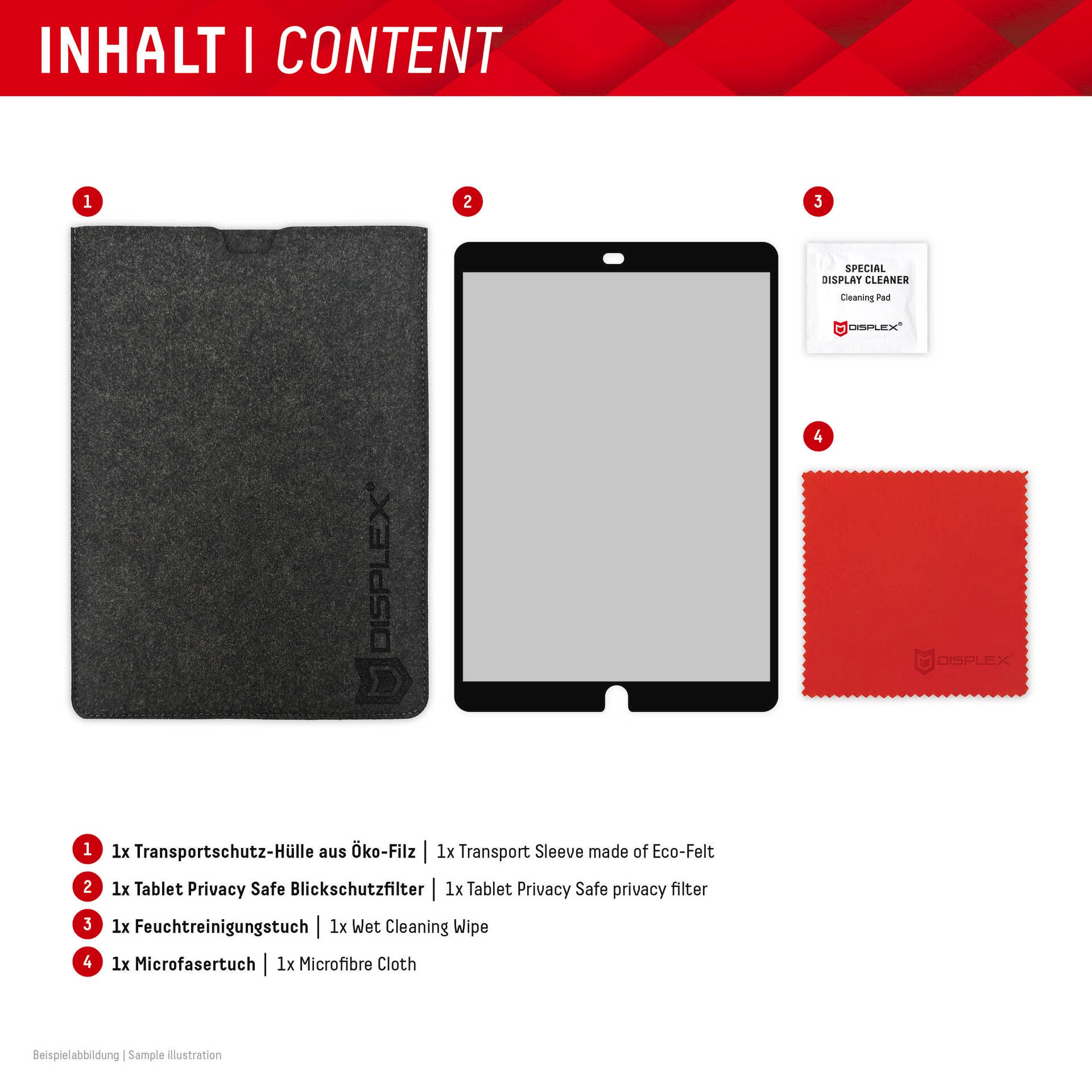 Displex Displayschutzfolie »Tablet Privacy Safe«, für Apple iPad Pro 11 (2024), Blickschutzfolie, Schutzfolie, Bildschirmschutz, kratz- & stoßfest