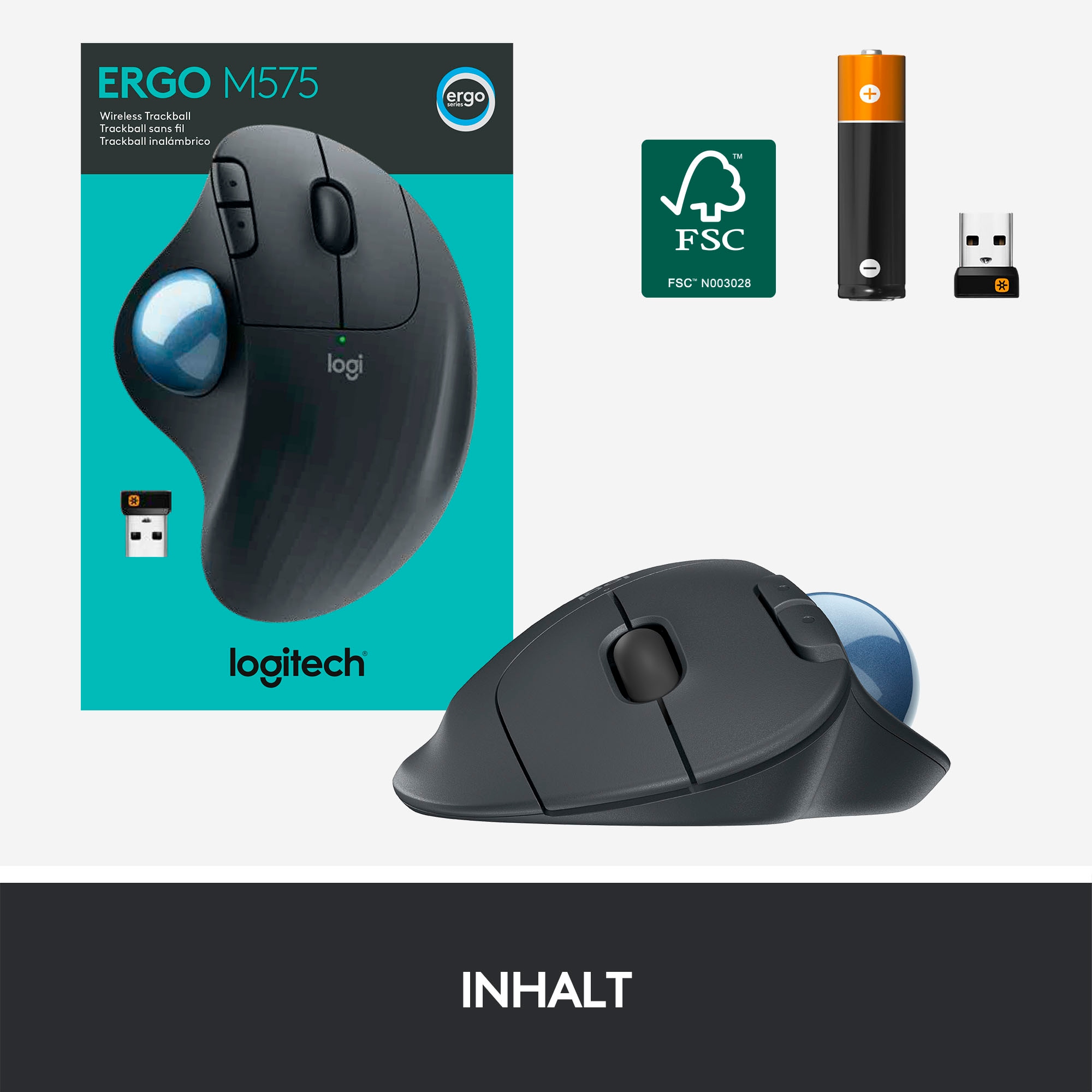 Logitech Maus »ERGO M575«, Bluetooth