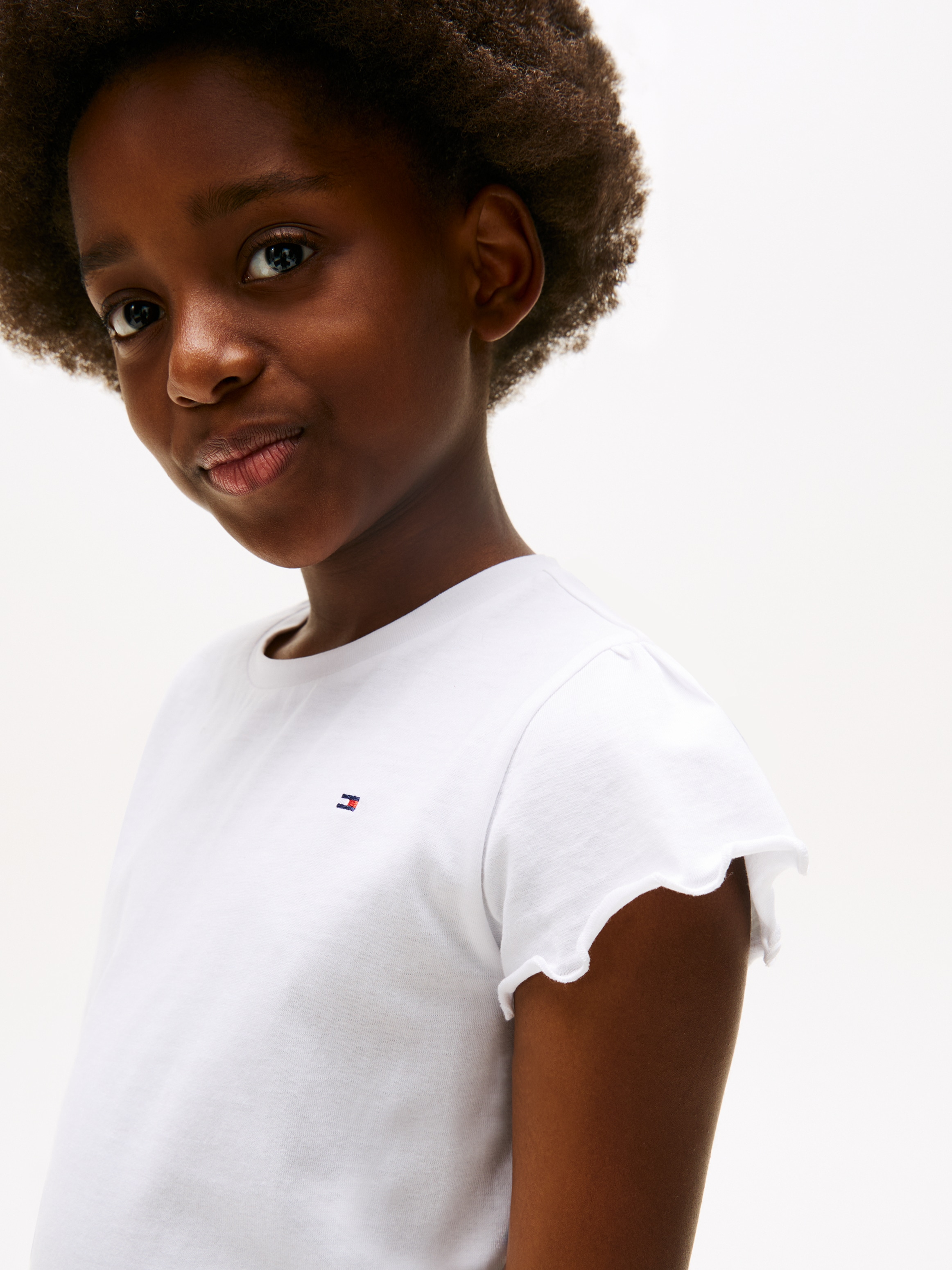 Tommy Hilfiger T-Shirt »ESSENTIAL RUFFLE SLEEVE TOP«, mit gewelltem Ärmelabschluss