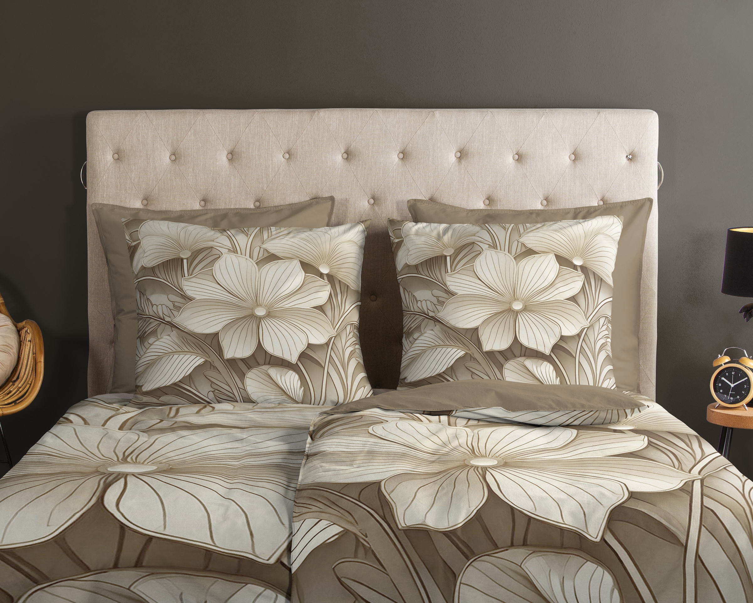 good morning Wendebettwäsche »Artdeco«, 100% Baumwolle, Renforcé, Reißverschluss, Wendeoptik, Blumen