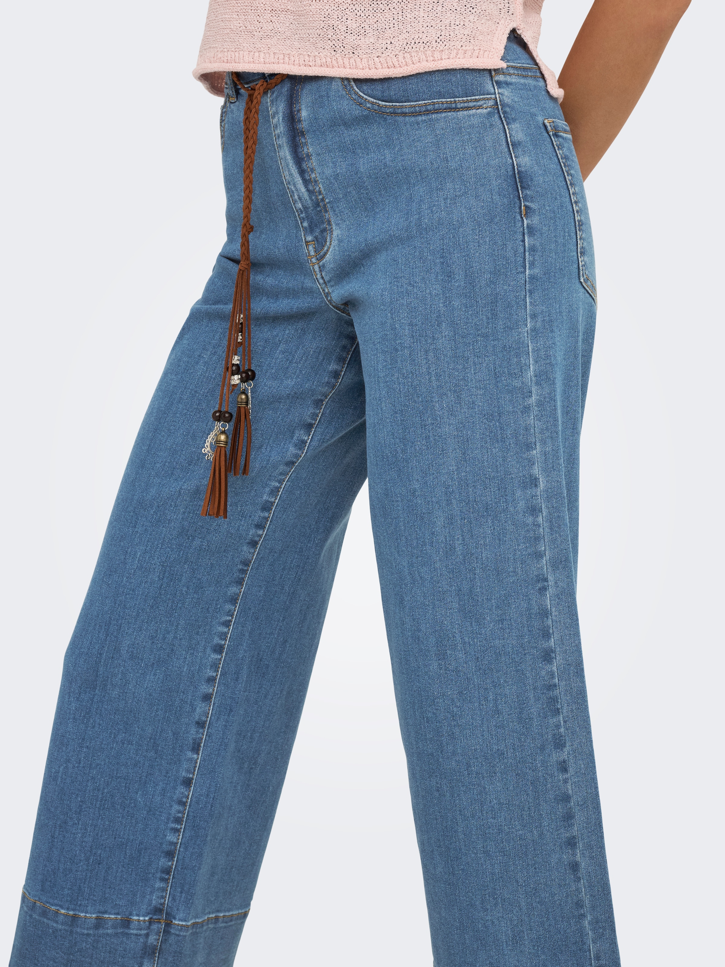 ONLY High-waist-Jeans »ONLMADISON HW BELT WD CRP DNM GUA165NOOS« Materialmix, High Waist, verkürzte Länge
