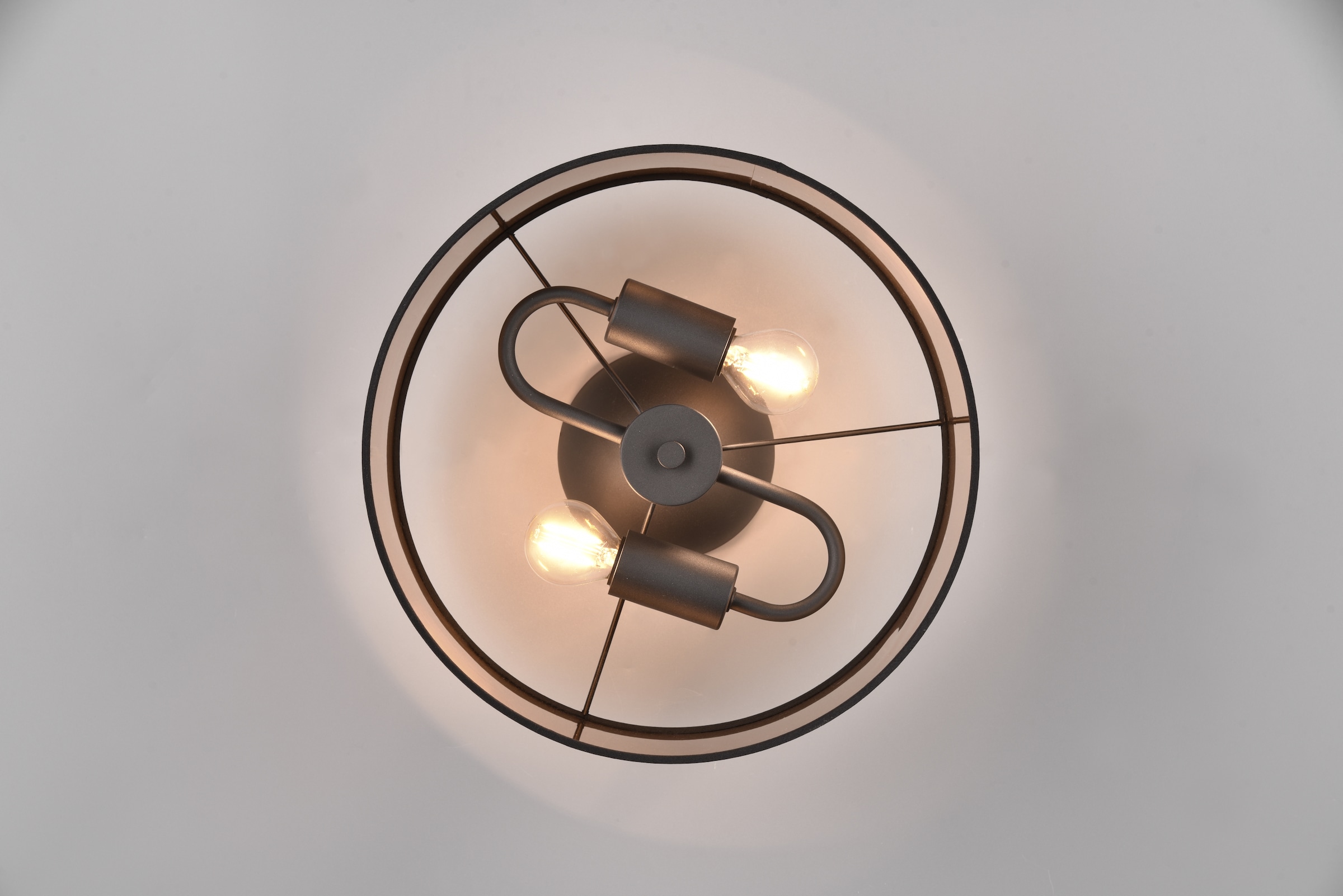 REALITY Leuchten Deckenleuchte »DAVOS, Deckenlampe mit Stoffschirm exkl 2xE14 max 28W Ø30cm Höhe 22cm«, 2 flammig, Leuchtmittel E14 | Leuchtmittel wechselbar, Deckenleuchte Küche Schlafzimmer Wohnzimmer Stoffschirm zweifarbig