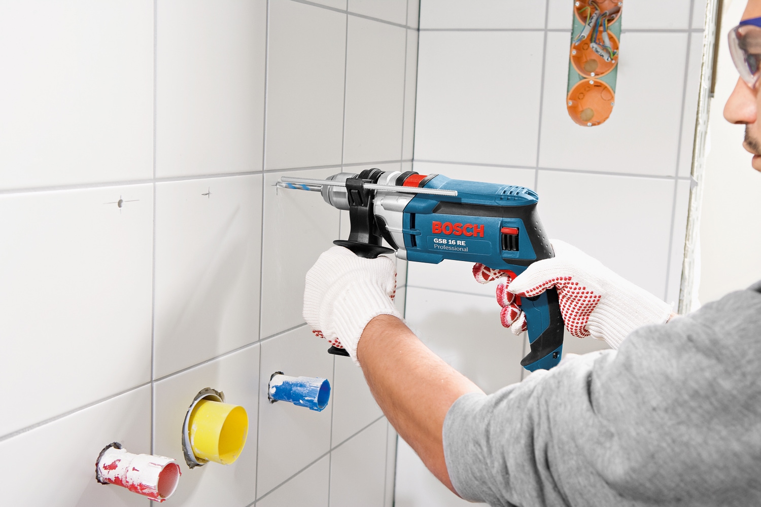 Bosch Professional Schlagbohrmaschine »»GSB 16 RE«« 750 W, mit Tiefenanschlag und Handwerkerkoffer