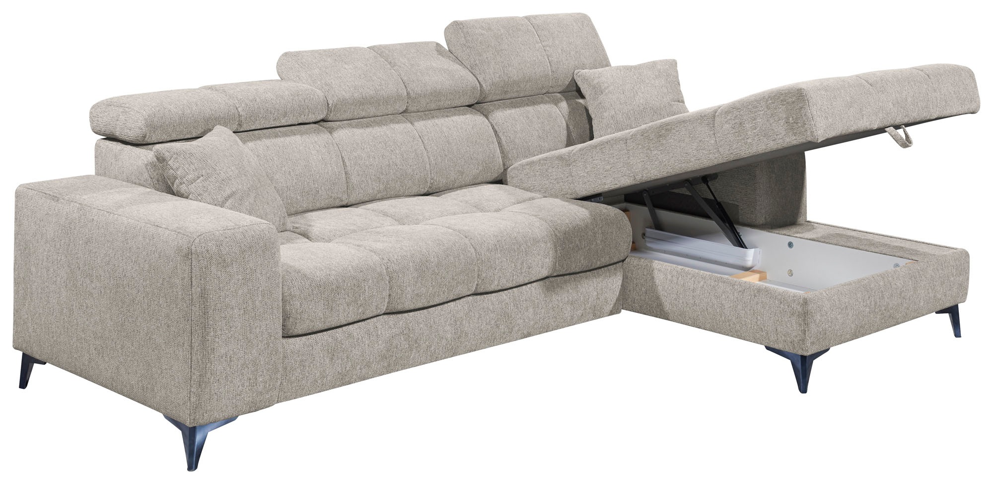 ED EXCITING DESIGN Ecksofa »Sydney L-Form«, mit Bettfunktion, Bettkasten, Kopfteilverstellung & 2 Zierkissen