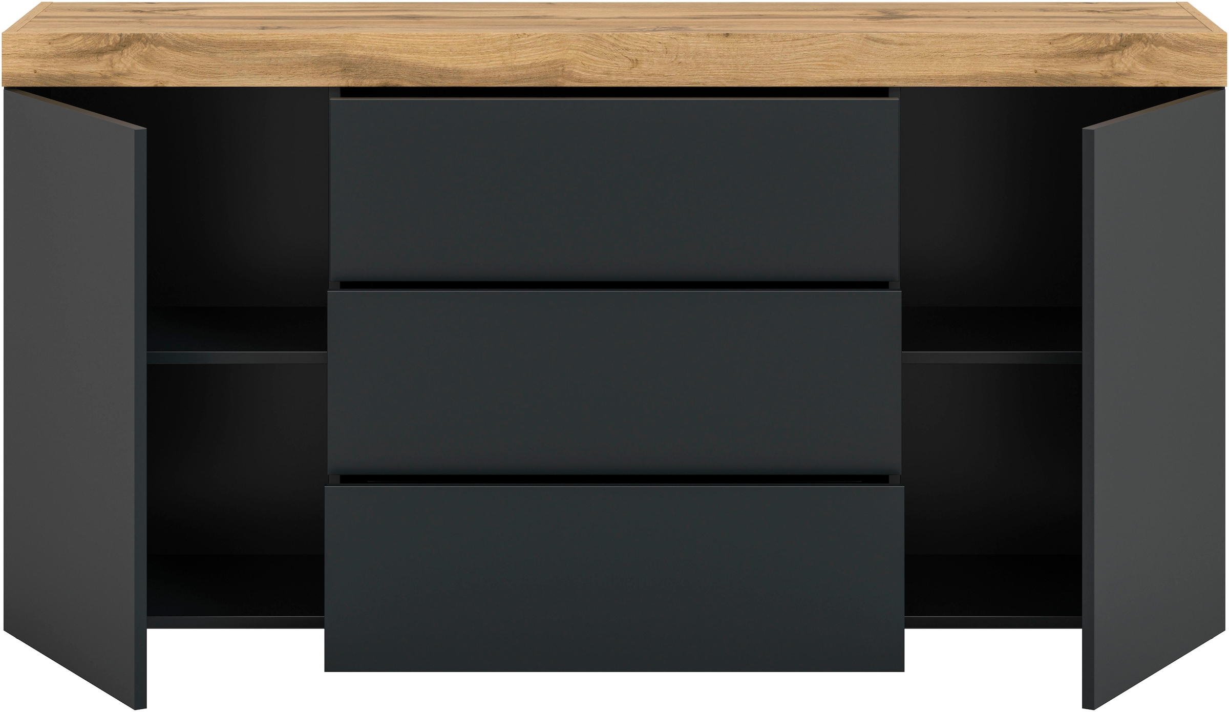OTTO home Sideboard »MAMBO, Breite 160cm, 2 Türen, 3 Schubkästen, push-2-open« 2 farbige Ausführung, in verschiedenen Farben erhältlich, 1 Stk. tlg. Kommode, Anrichte, Wohnzimmer, Schlafzimmer