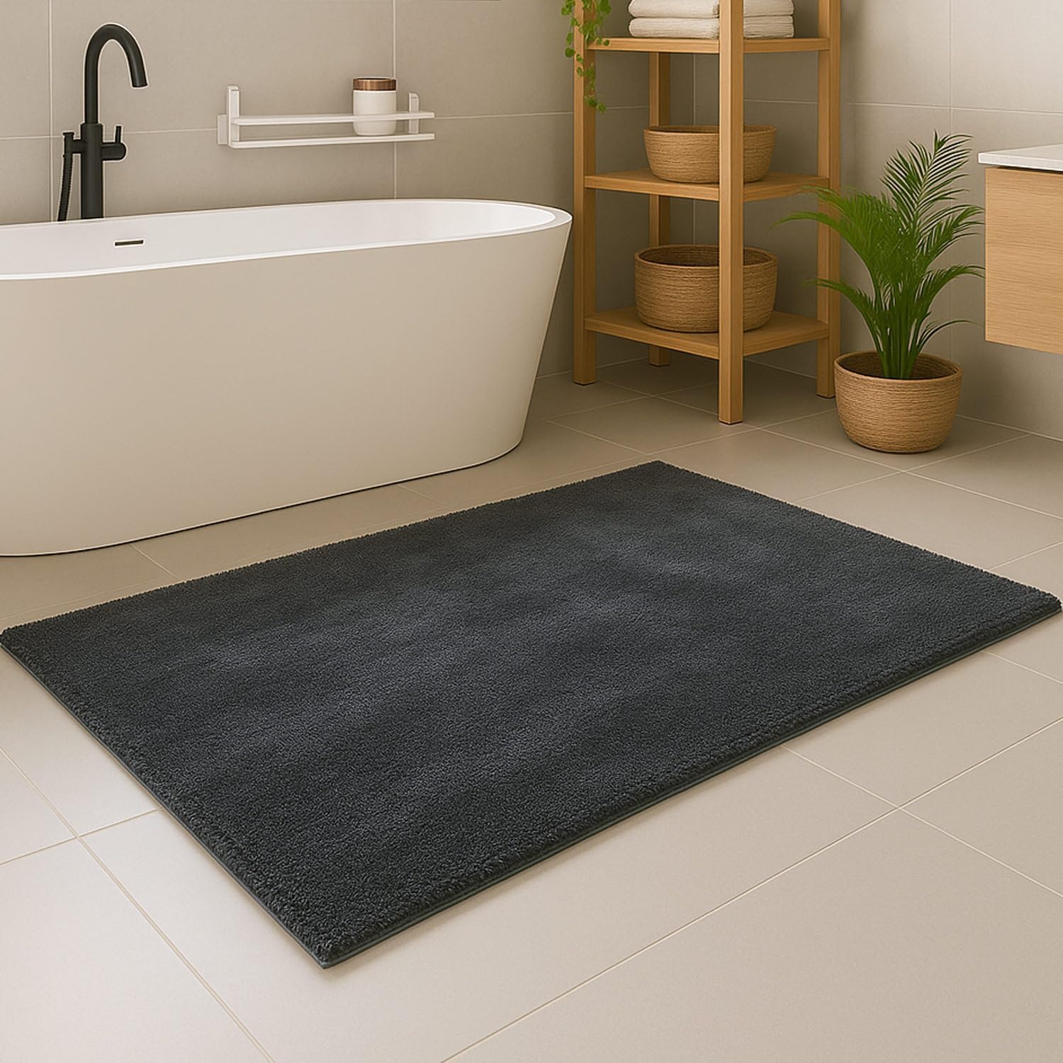 Carpet City Badematte »PURE500, Badteppich uni« Höhe 16 mm rutschhemmend beschichtet schnell trocknend Teppich Badezimmer, Badvorleger, Anti-Rutsch, Waschbar, Duschmatte