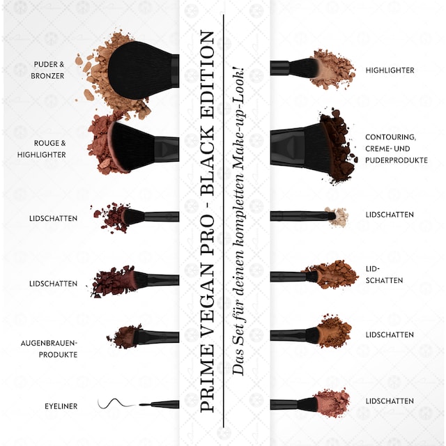 Luvia Cosmetics Kosmetikpinsel-Set »Prime Vegan Pro Black Edition«, (15 tlg.)  bei OTTOversand