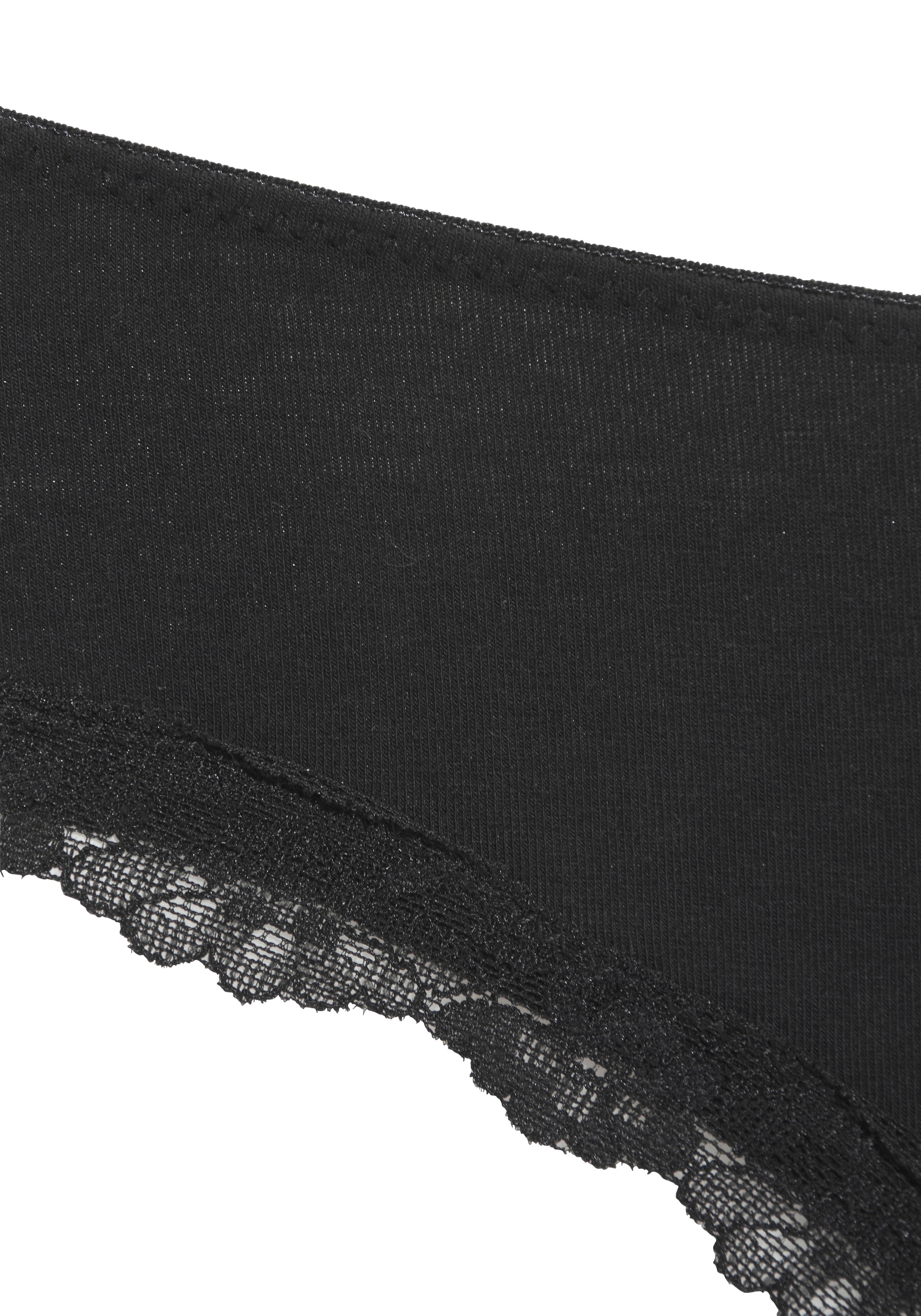 LASCANA Slip 3er-Pack,  aus elastischer Baumwolle mit zarter Spitze