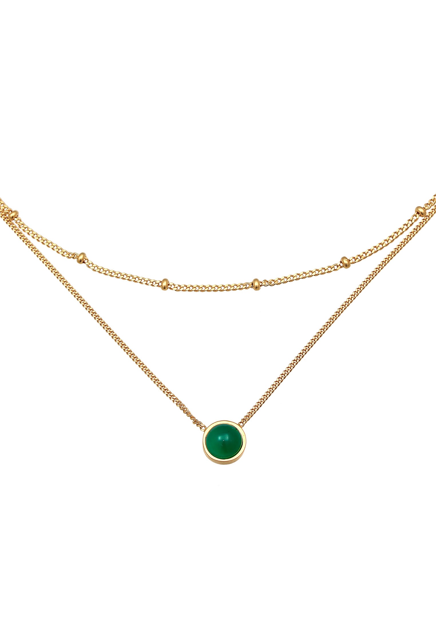 Elli Premium Silberkette »Halskette Choker Layer Achat Kugelkette 925 Silber«