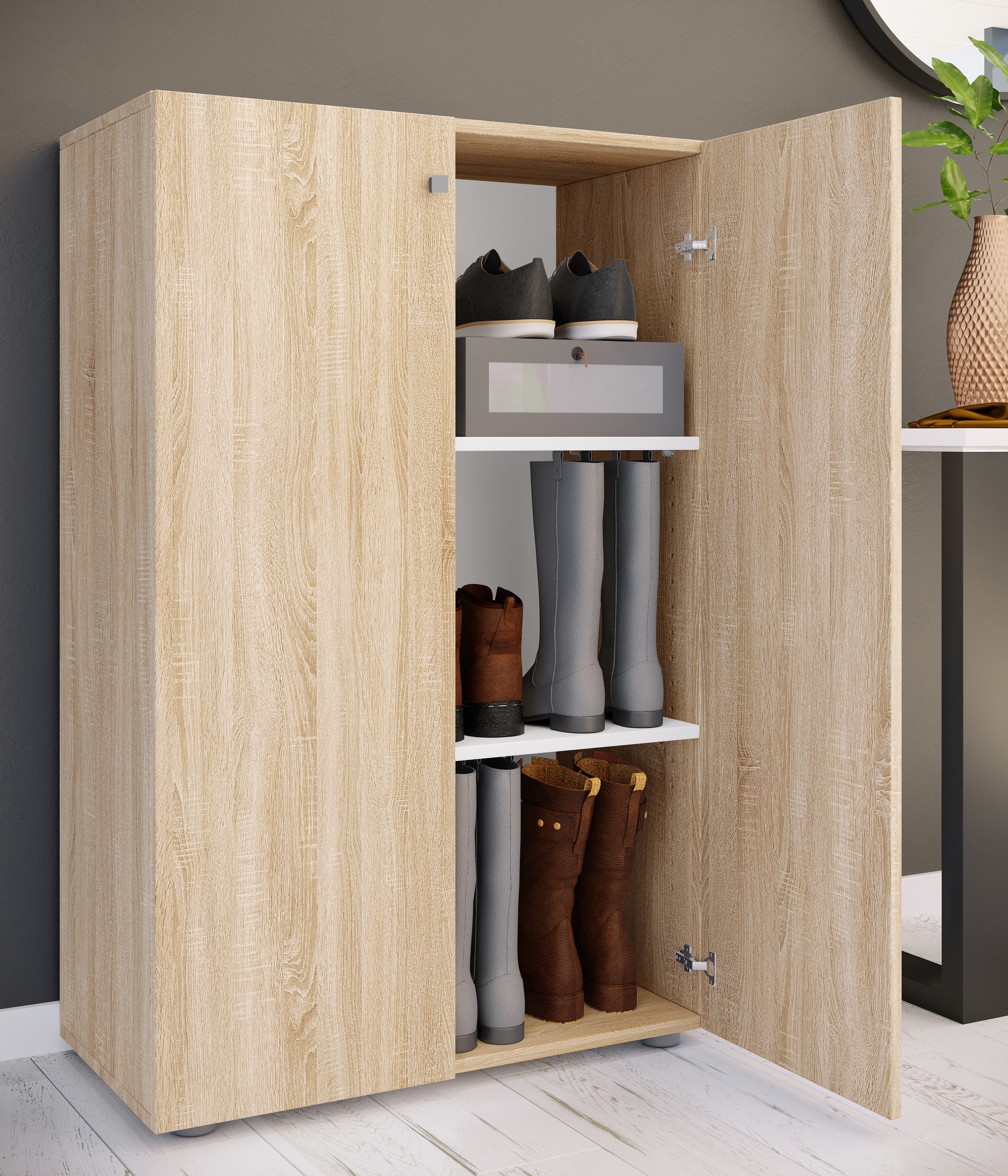 VCM Schuhschrank »VCM XL Holz Großer Schuhschrank Schuhregal Groß Stiefel Dielenmöbel Lona 3 Fächer«, (1 St.)