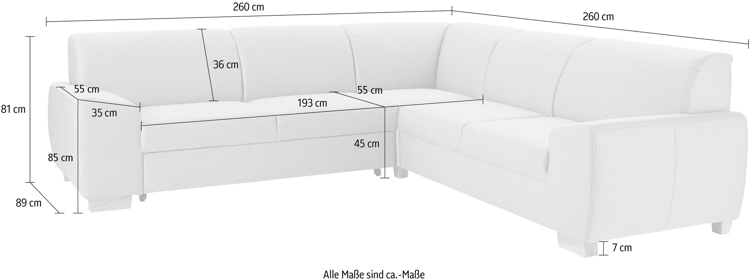 DOMO collection Ecksofa »Incanto kubische Formensprache, komfortabel, flache Armlehnen, L-Form«, wahlweise mit Bettfunktion