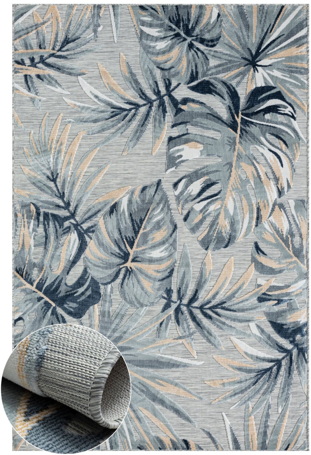 Myflair Möbel & Accessoires Outdoorteppich »Sol, LAGERRÄUMUNG!« rechteckig 8 mm Höhe Blätter Motiv, Hoch-Tief Effekt, Outdoor geeignet, Balkon, Terrasse