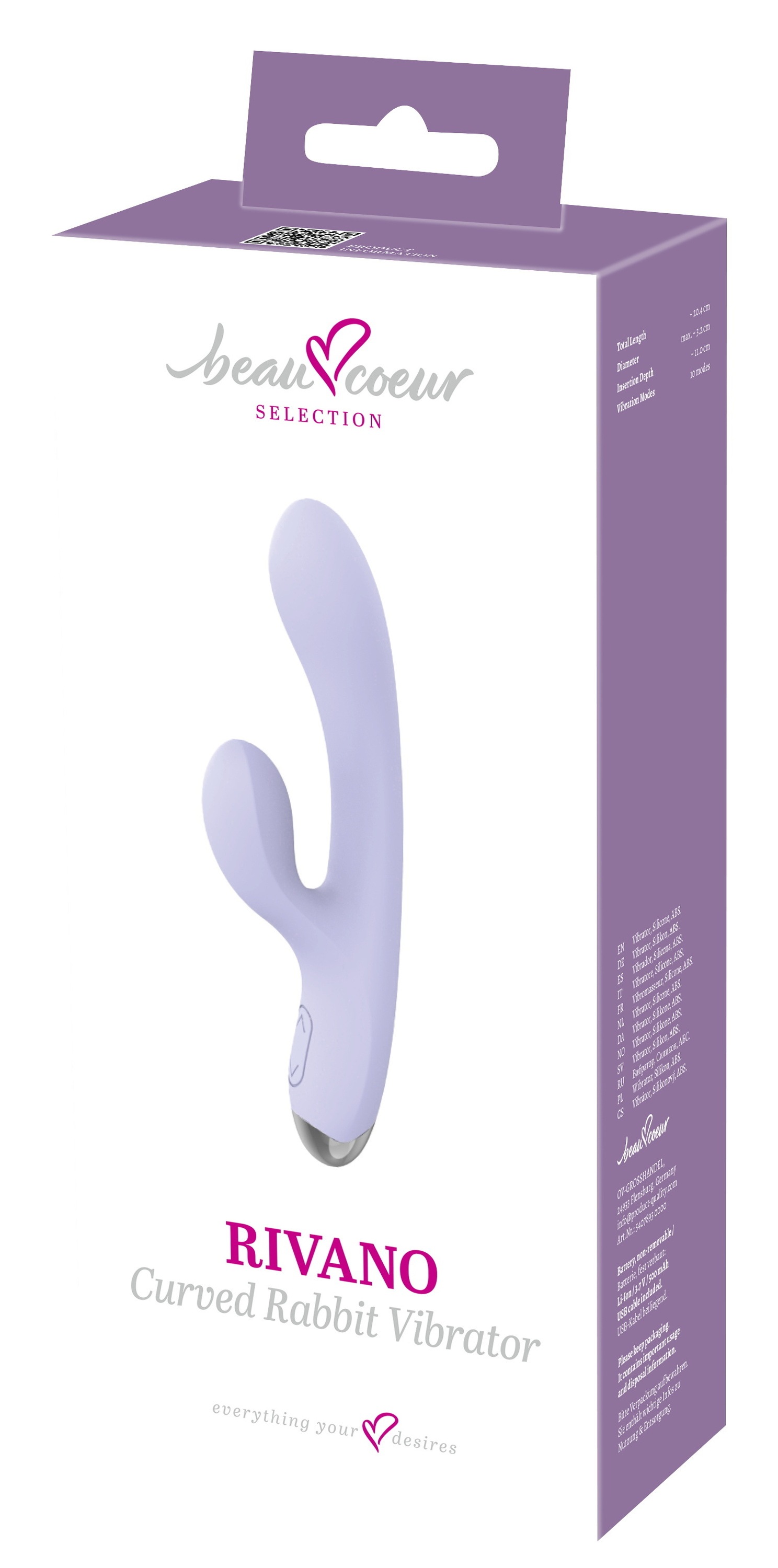 Beau Coeur Vibrator »Rabbitvibrator RIVANO Curved Rabbit Vibrator«