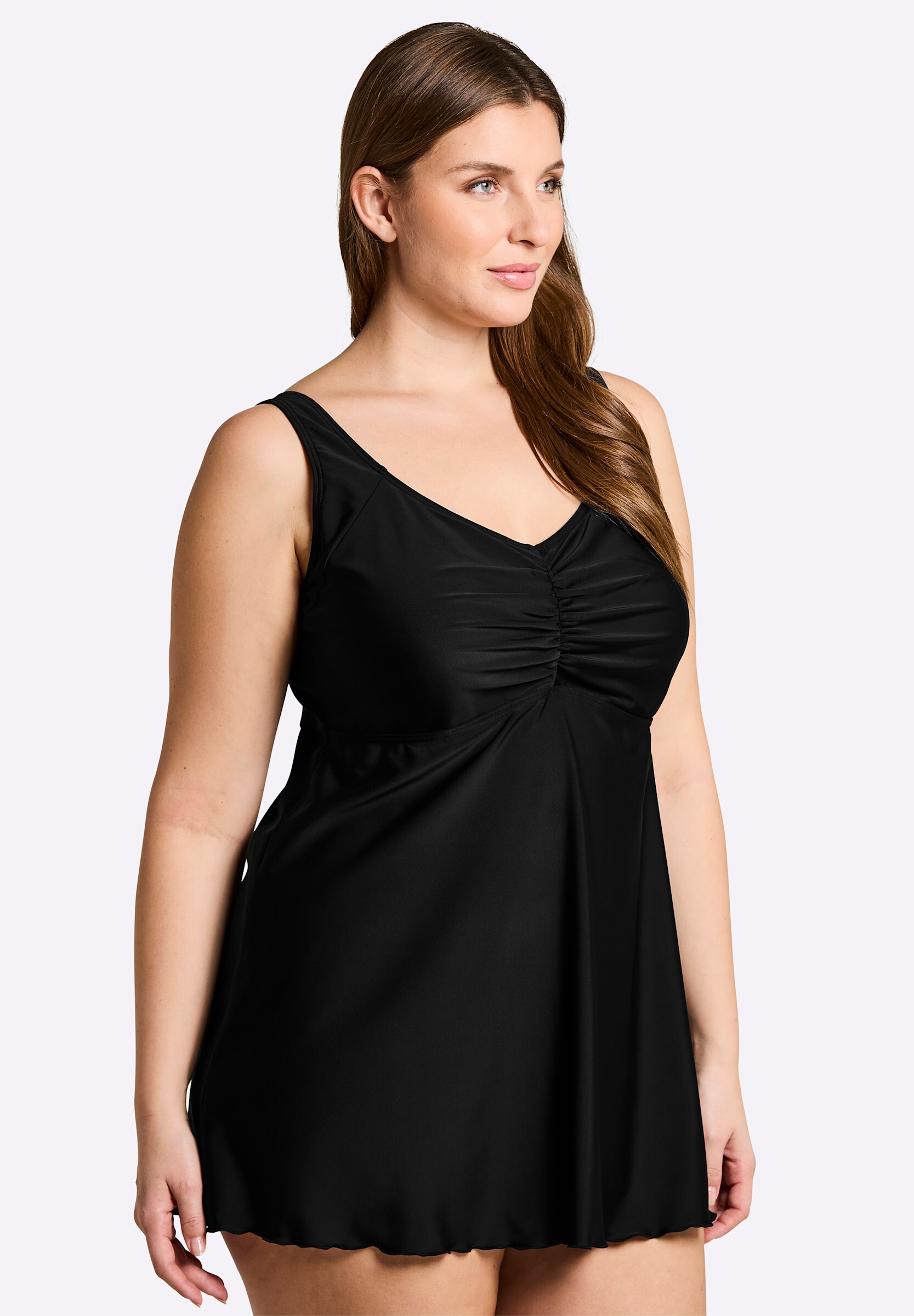 Sheego Tankini »Tankini Tankini-Oberteil mit V-Ausschnitt und Raffung«