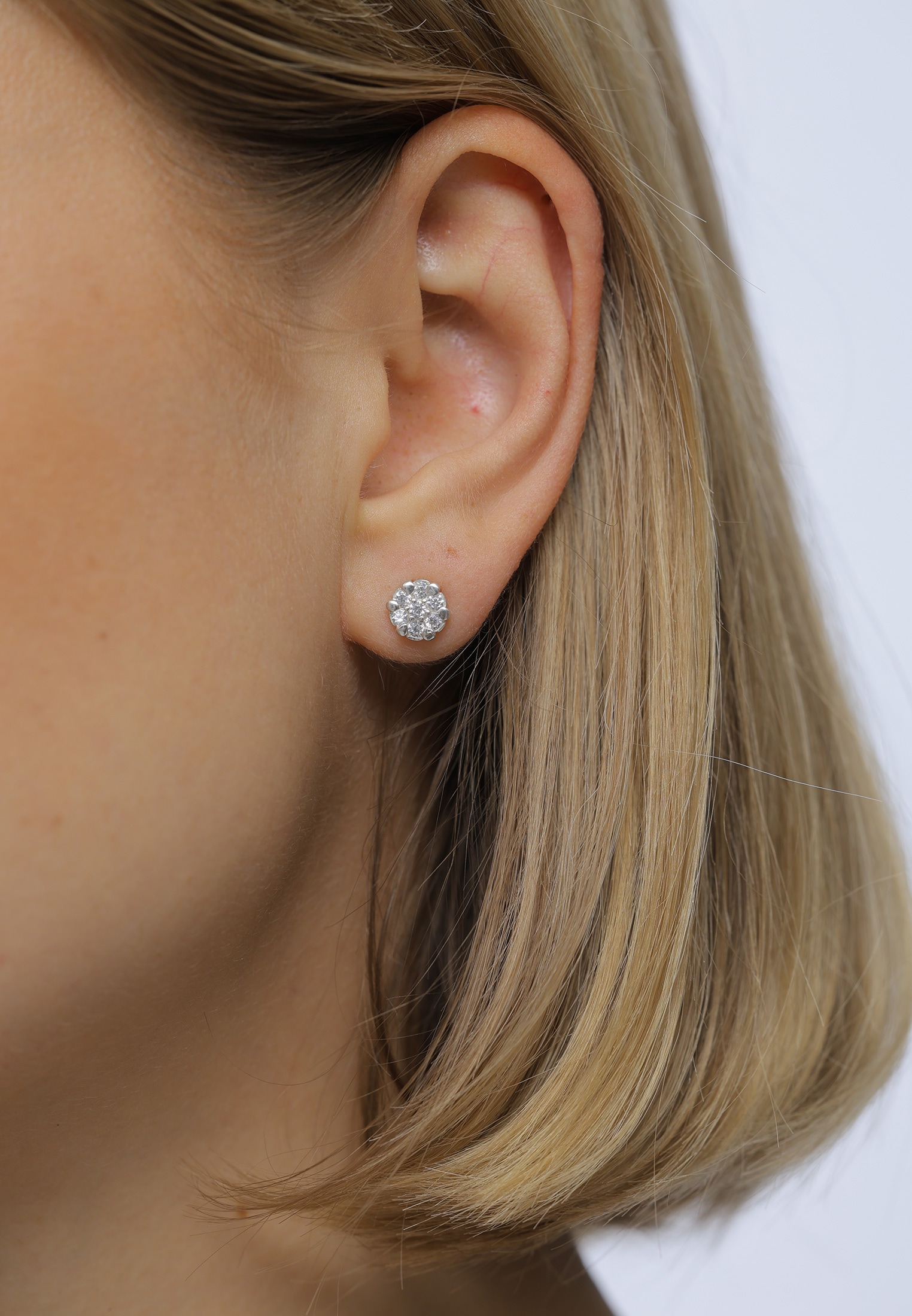 Elli Ohrring und Ketten Set »Schmuckset Set mit Blumen Motiv Steinen Zirkonia Weiß 925 Sterling Silber«