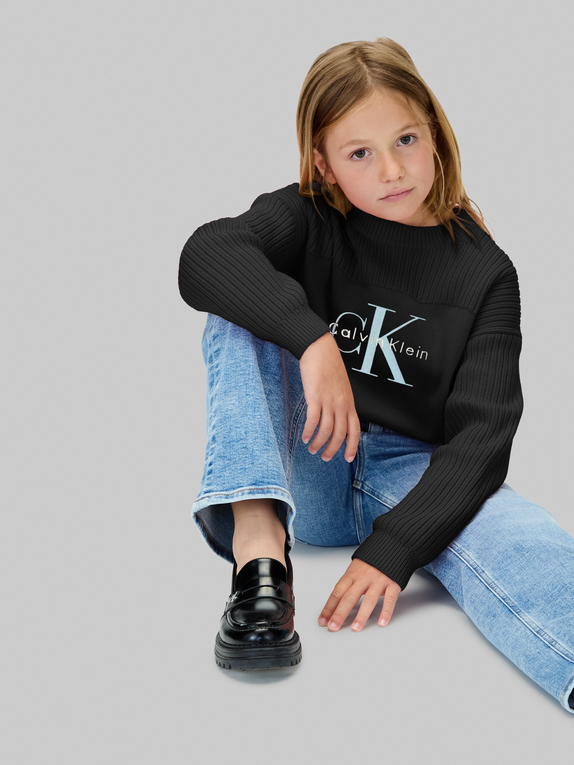 Calvin Klein Jeans Strickpullover »MONOLOGO CN SWEATER«, für Kinder bis 16 Jahre, Logo-Stickerei