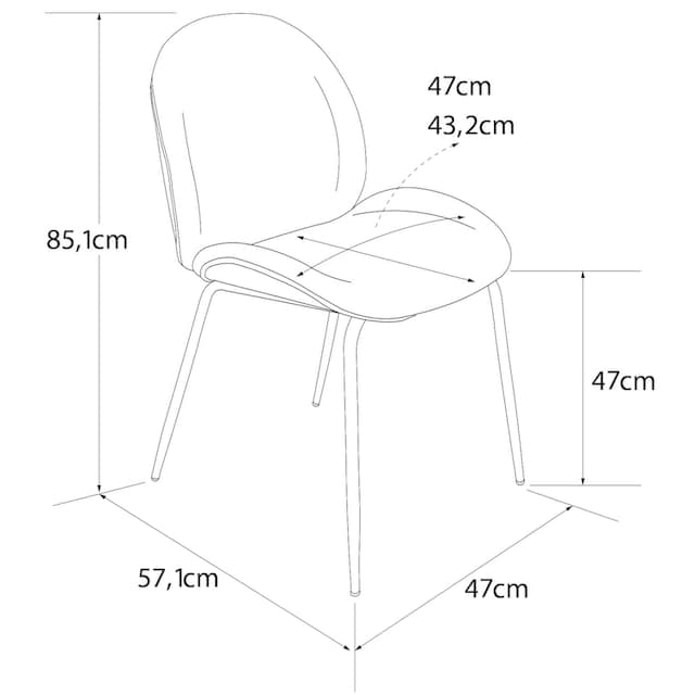 CosmoLiving by Cosmopolitan Esszimmerstuhl »Astor«, 1 St., Veloursstoff,  Sitz und Rücken gepolstert, messingfarbenenes Gestell, Sitzhöhe 47 cm bei  OTTO