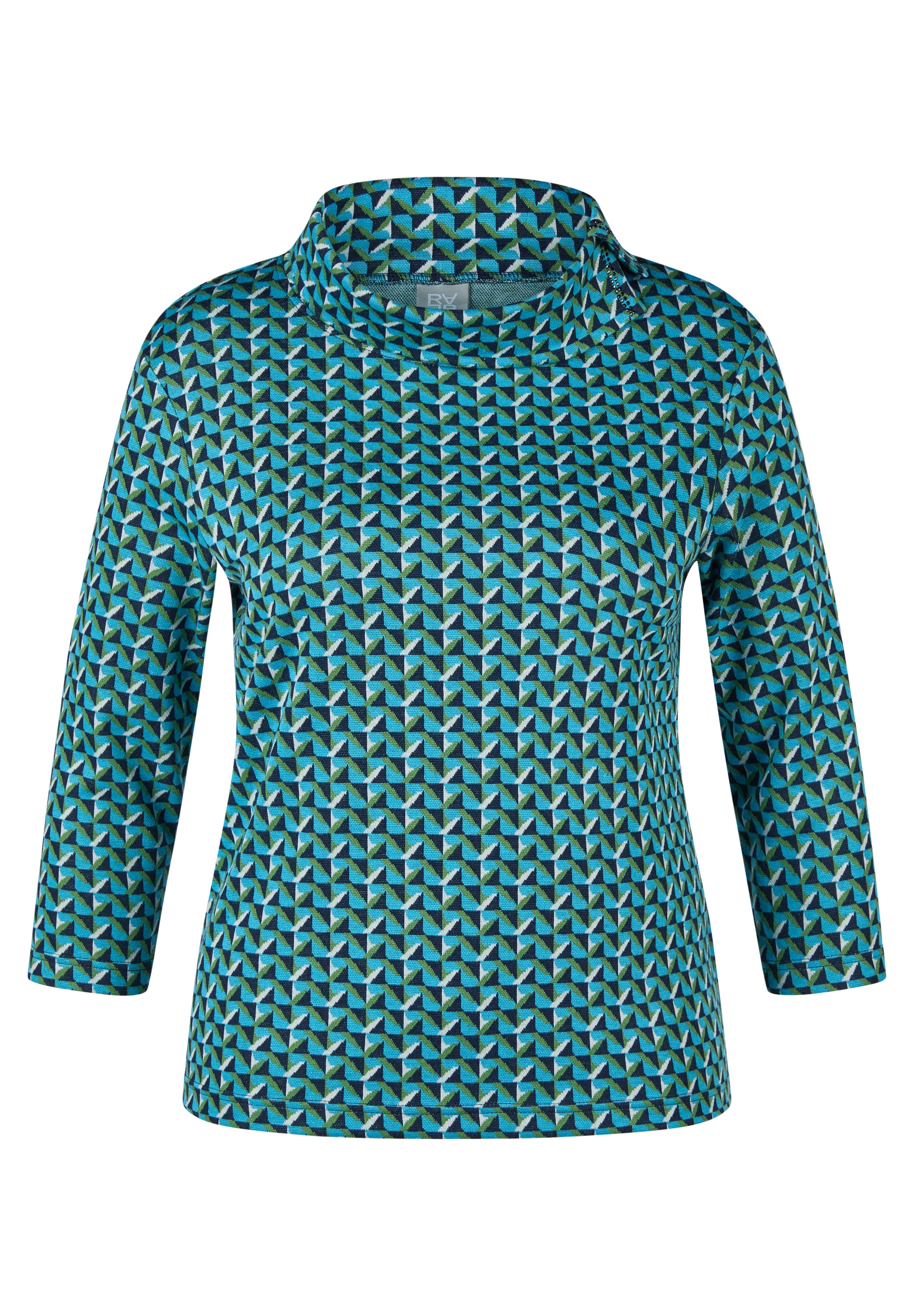 Rabe 3/4-Arm-Shirt mit geschlitztem Rollkragen und Minimal Print