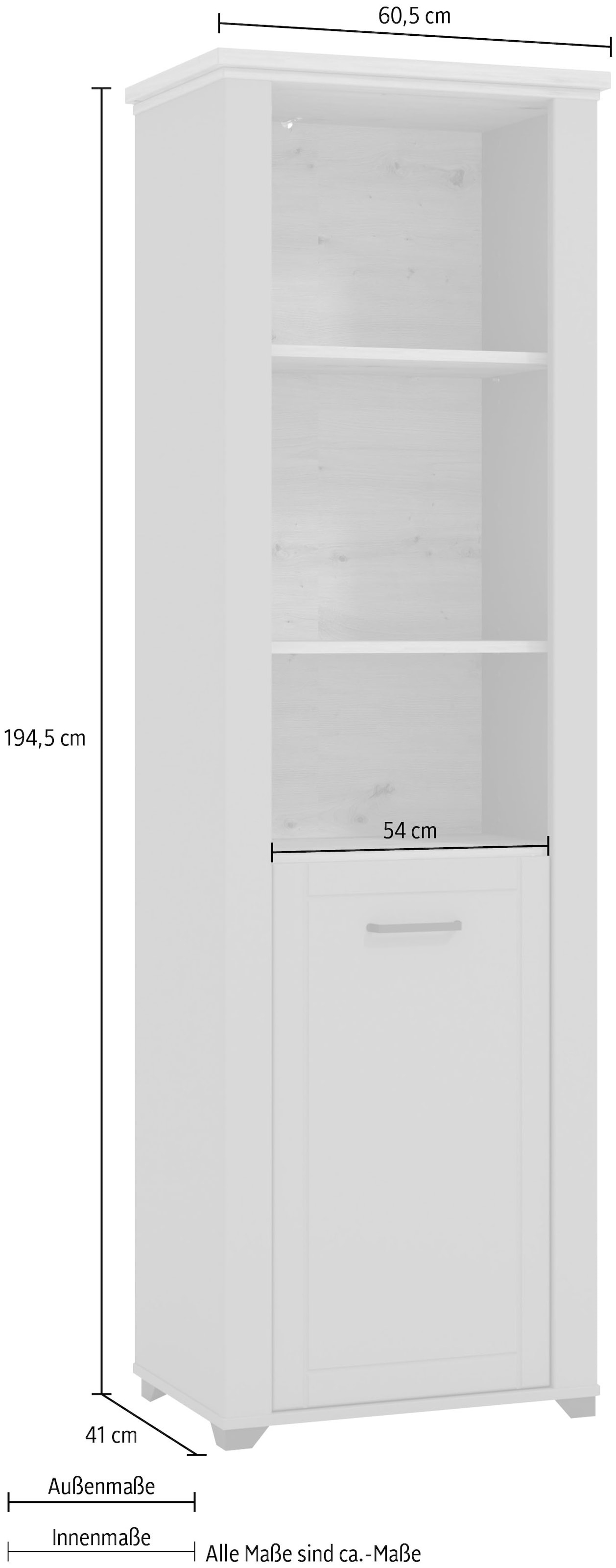 Home affaire Vitrine »Valencia« Breite 60,5 cm, mit 3 offenen Fächern