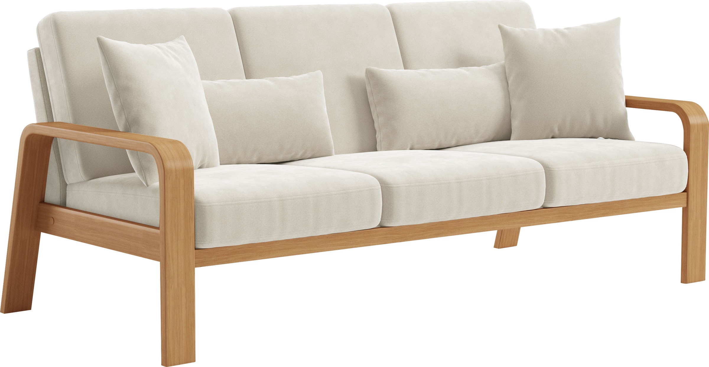 sit&more 3-Sitzer »Kolding«, Armlehnen aus eichefarbigem Buchenholz, verschiedene Bezüge und Farben