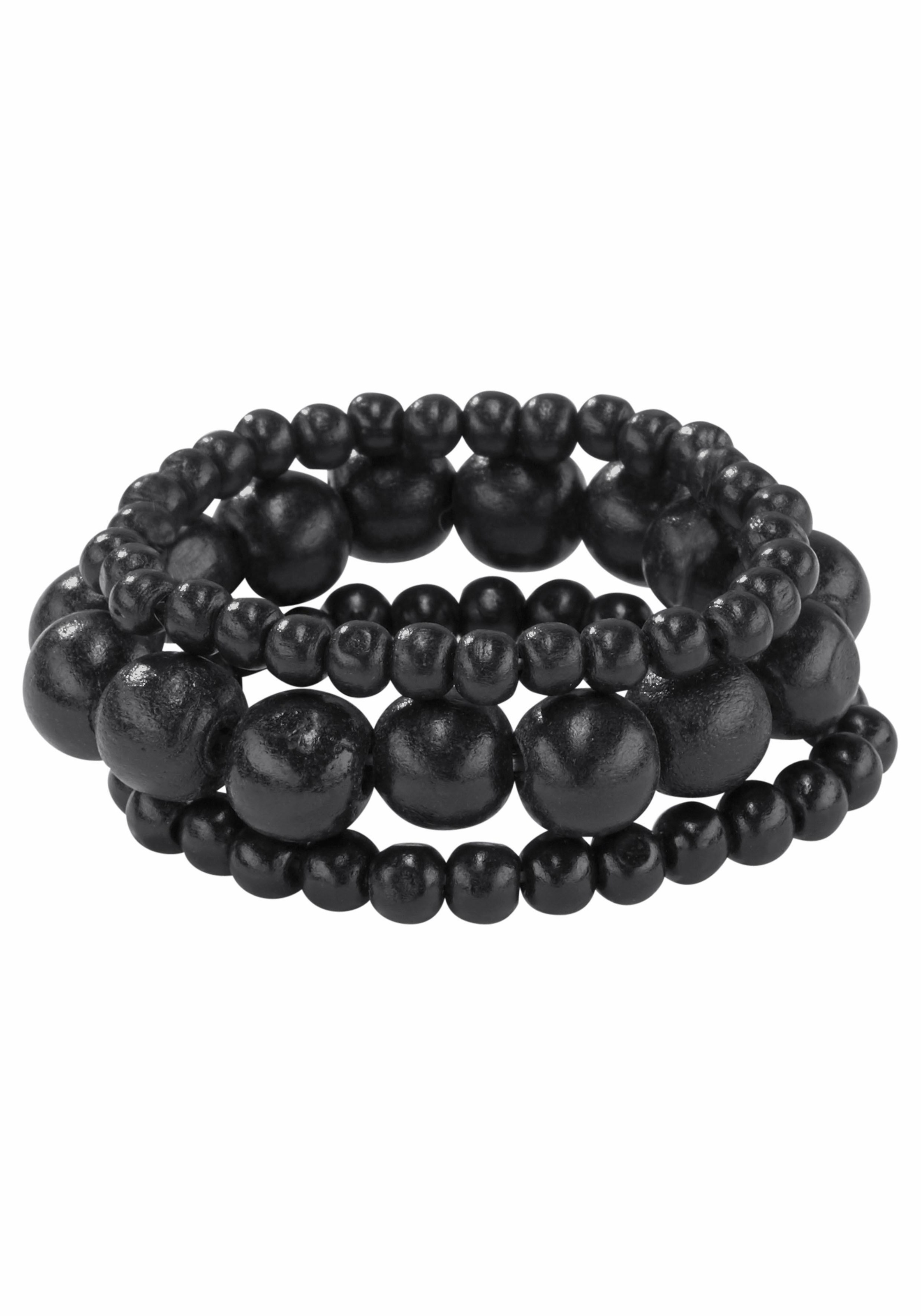 J.Jayz Armband Set »auch einzeln tragbar«, (Set, 3 tlg.), mit Holzperlen