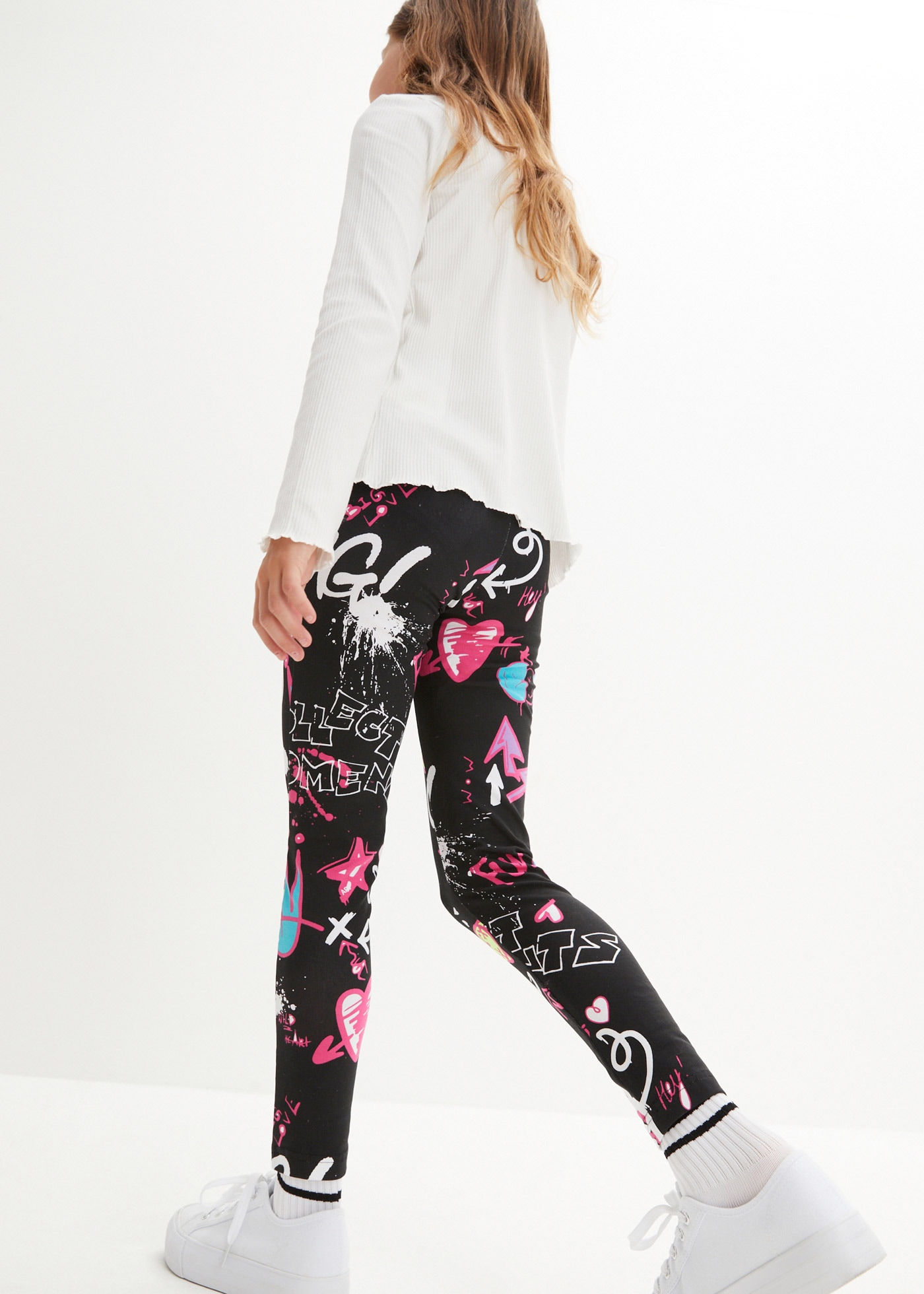 bonprix Leggings  aus Baumwolle und Elasthan, bequeme Passform, mit Alloverprint