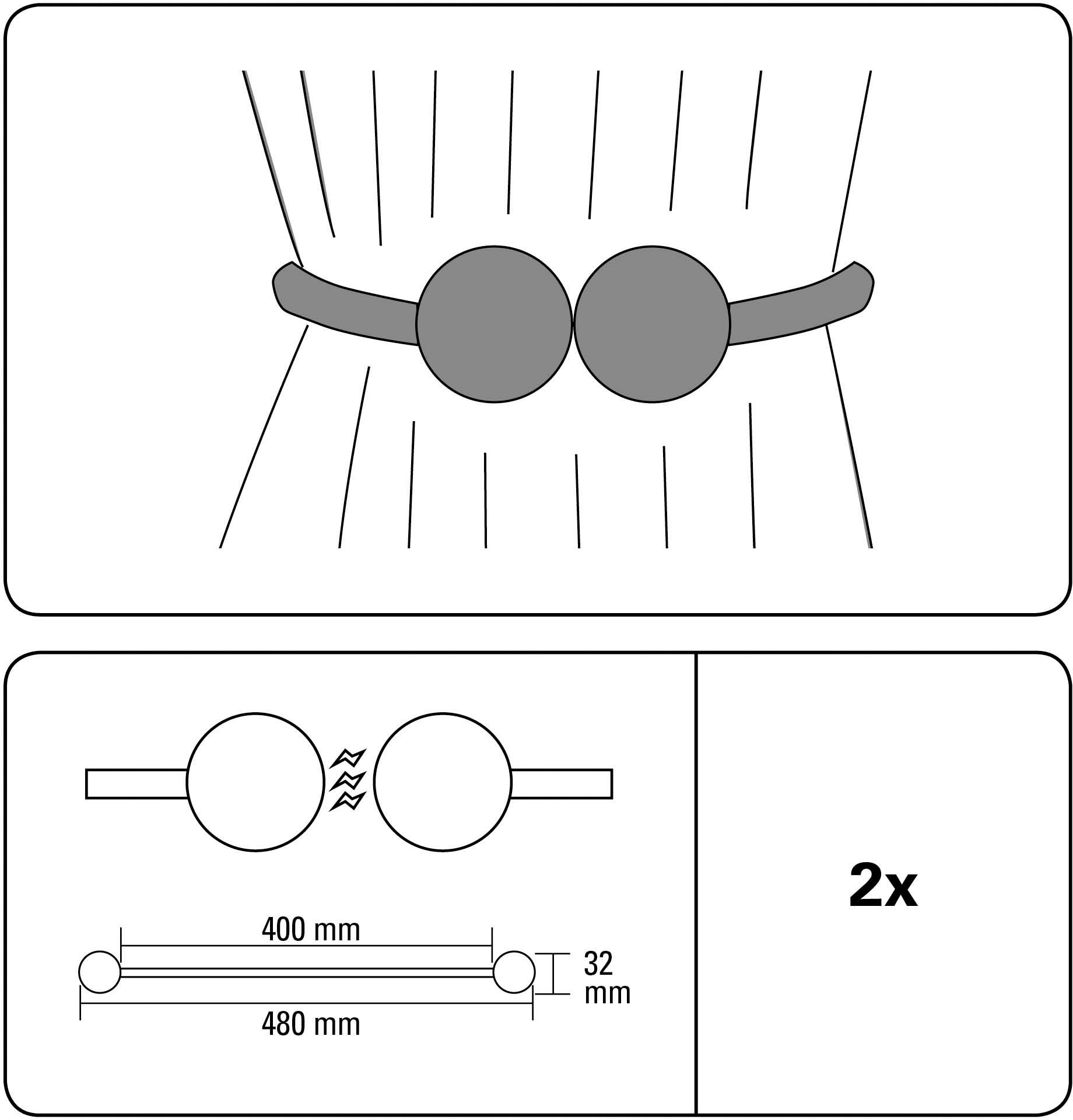 GARDINIA Raffhalter »Raffhalter Flex-V mit Magnet«, (2 St.), vielfältige Anbringungsmöglichkeiten