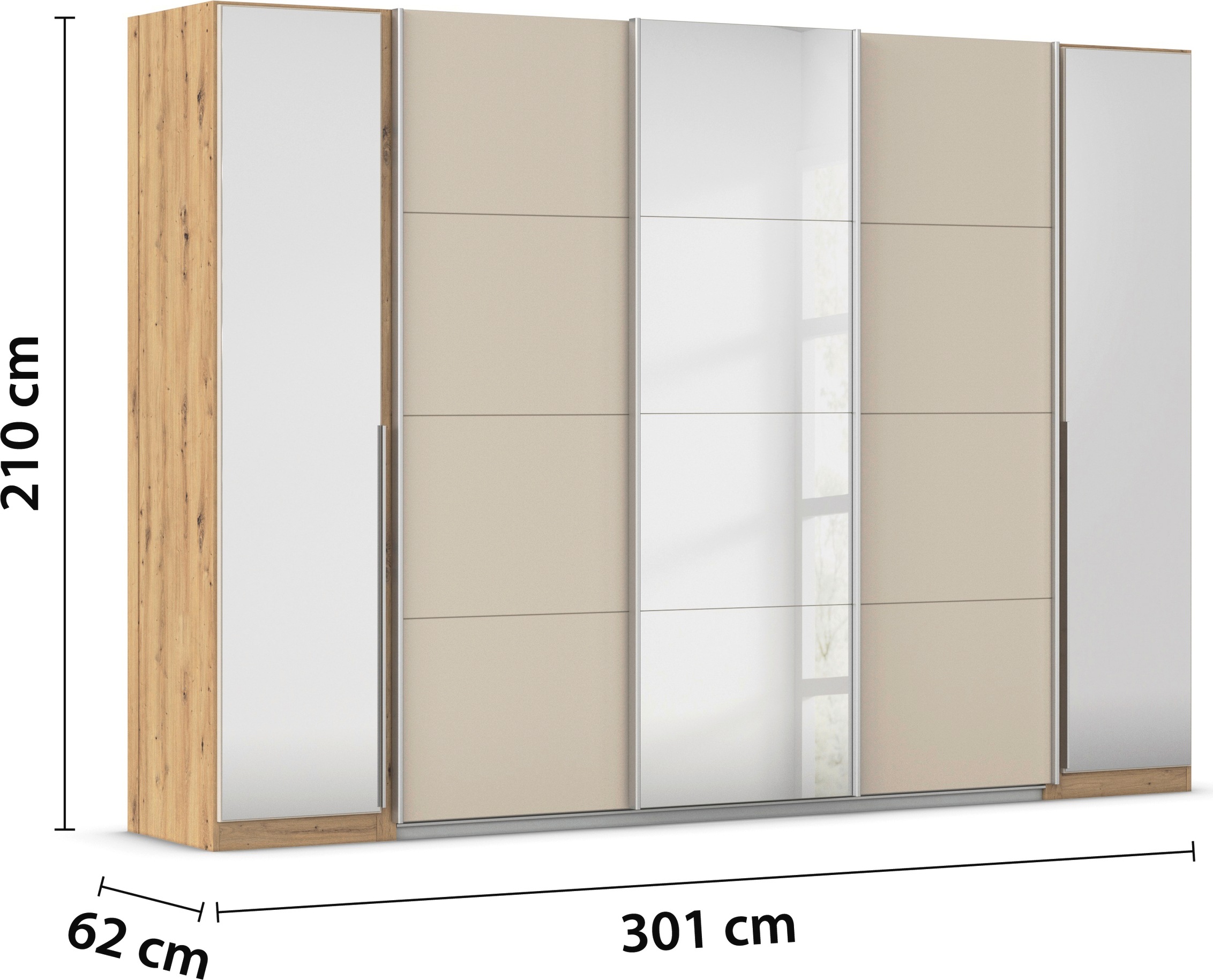 OTTO home Schwebetürenschrank »Dreh-/Schwebetürenschrank Kleiderschrank Familie, OTTOs Choice, Agordo« in verschiedenen Farben erhältlich, Breite ca. 301cm, 
