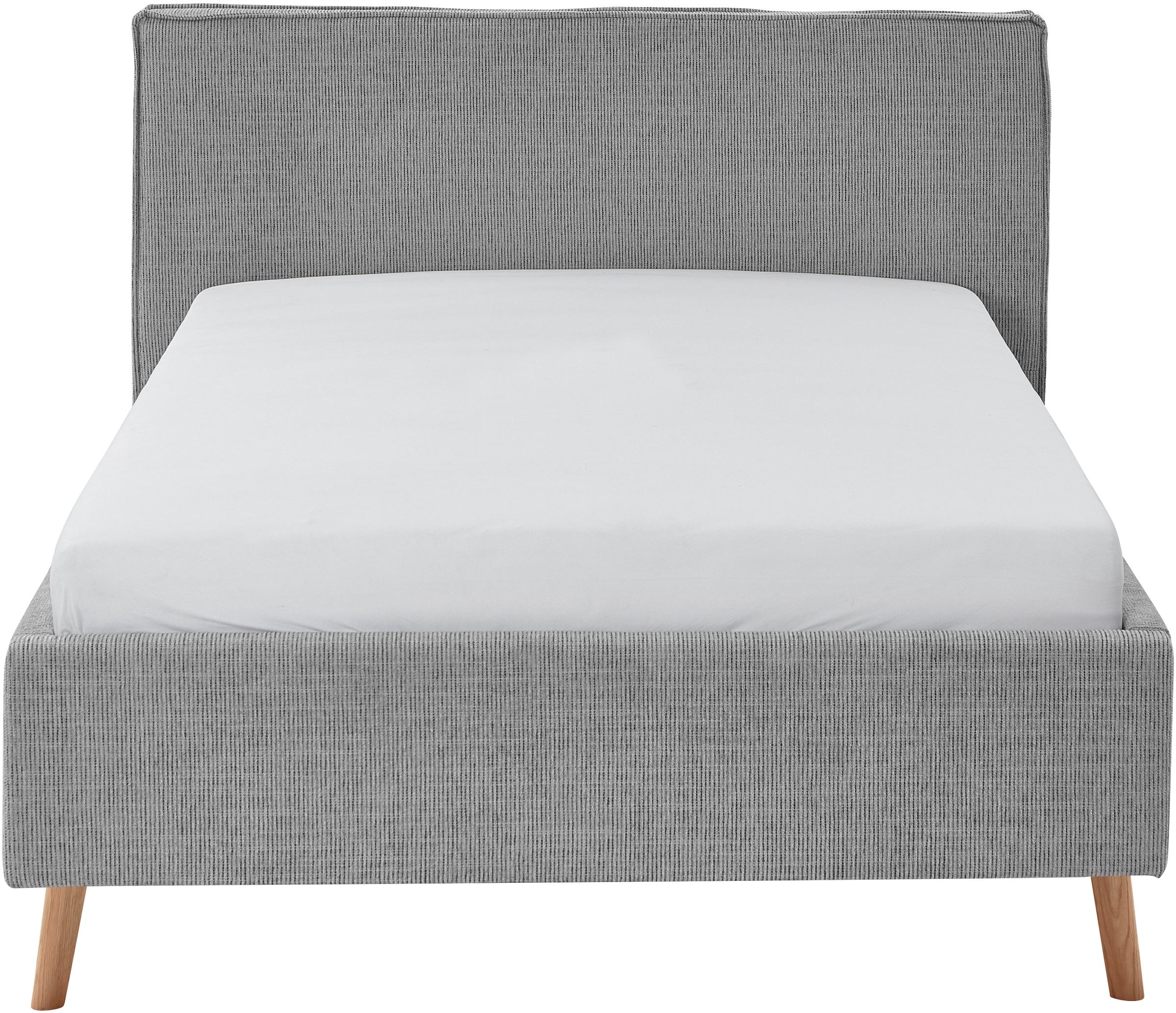 meise.möbel Polsterbett »Riva« mit eichefarbigen Holzfüßen, wahlweise mit Bettkasten und Lattenrost