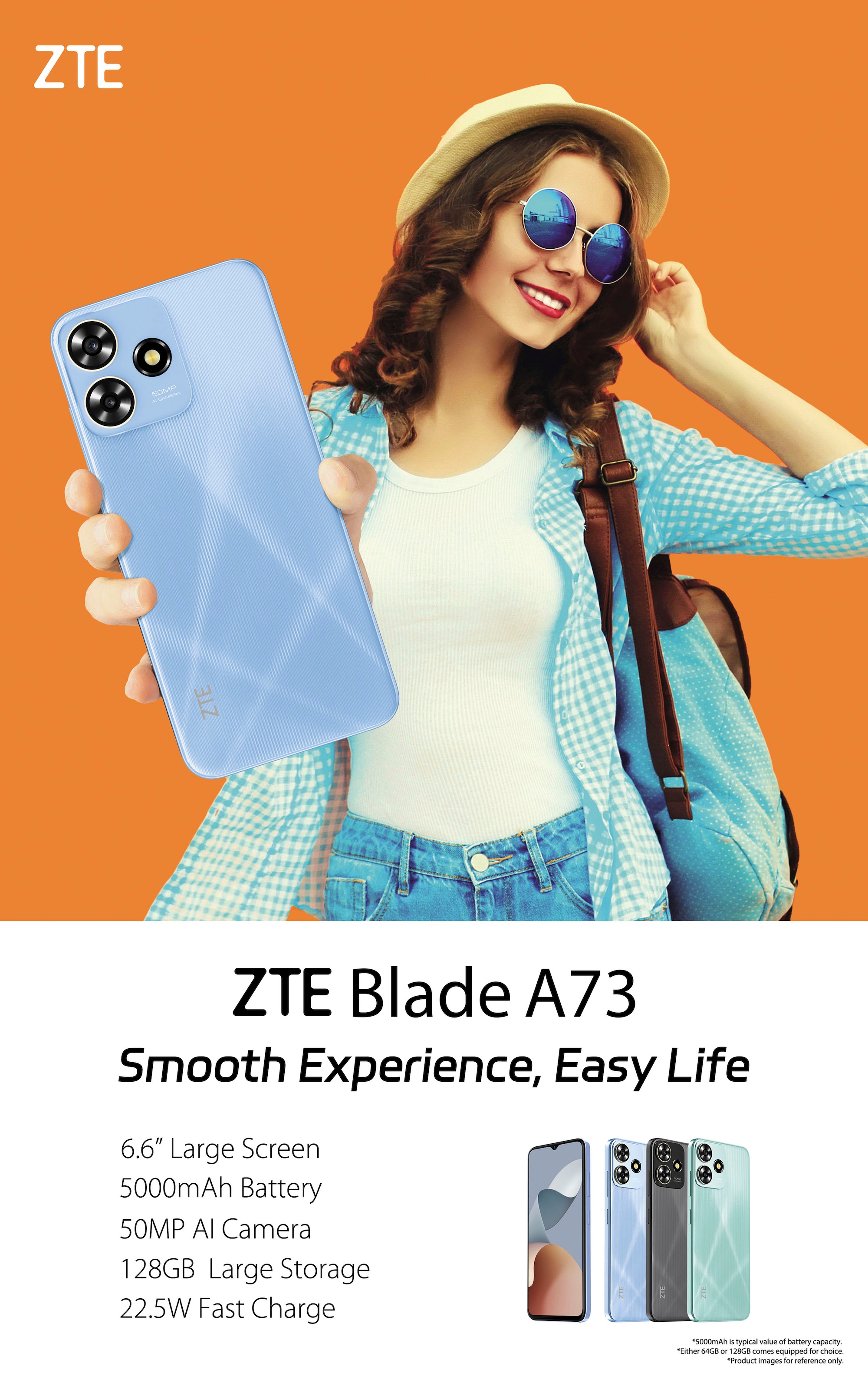 ZTE Smartphone »Blade A73«, blau, 16,76 cm/6,6 Zoll, 128 GB Speicherplatz, 50  MP Kamera jetzt kaufen bei OTTO